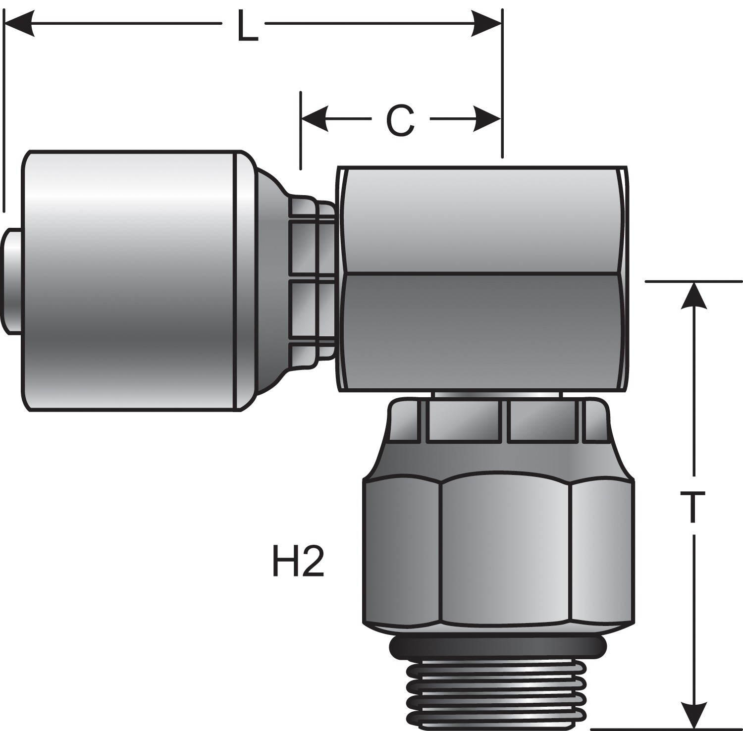 Gates G251231212 Male O-Ring Boss Swivel - 90 Block (MegaCrimp) - Image 3