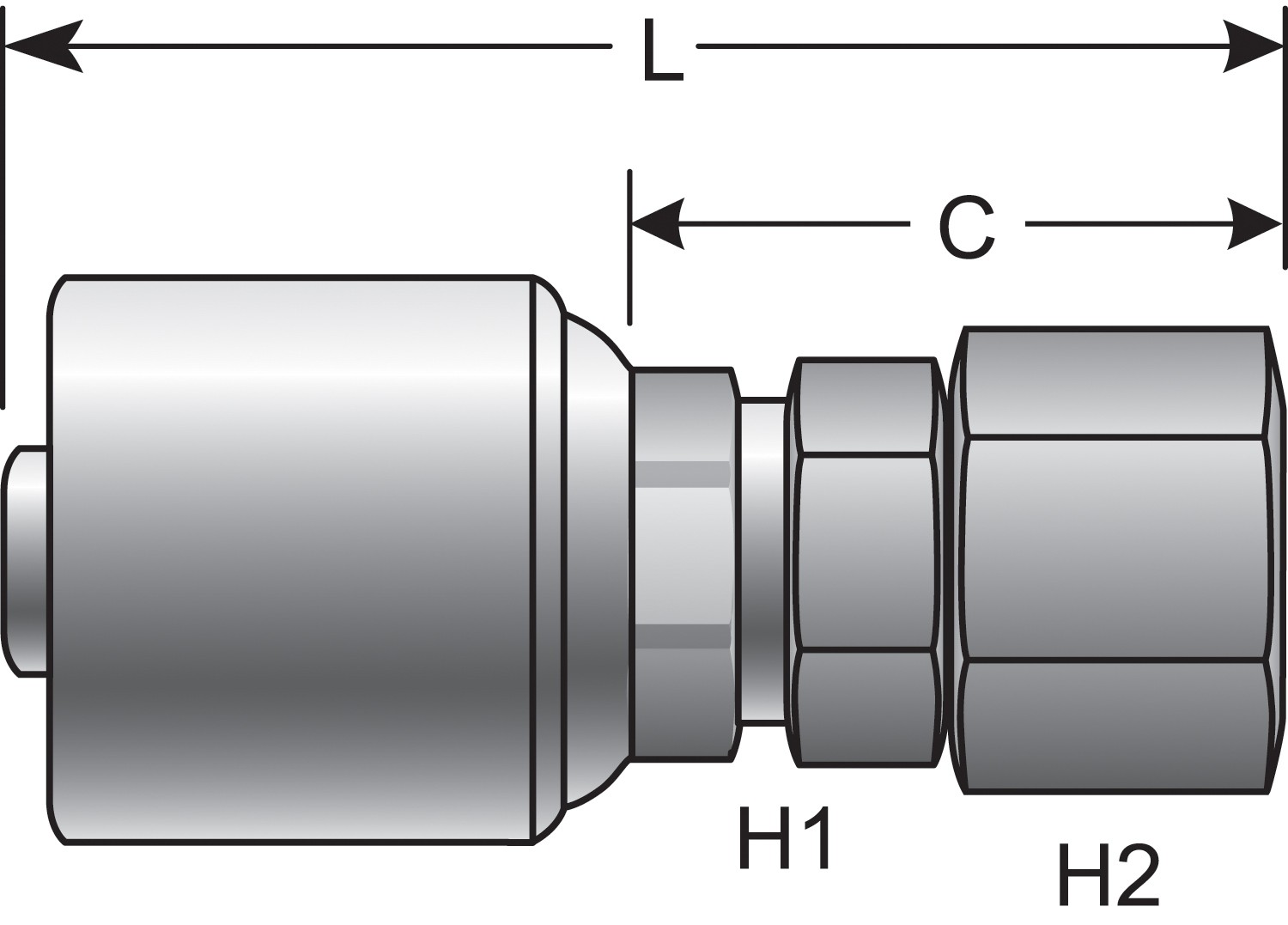 Gates G251701214 Female JIC 37 Flare Swivel (MegaCrimp)