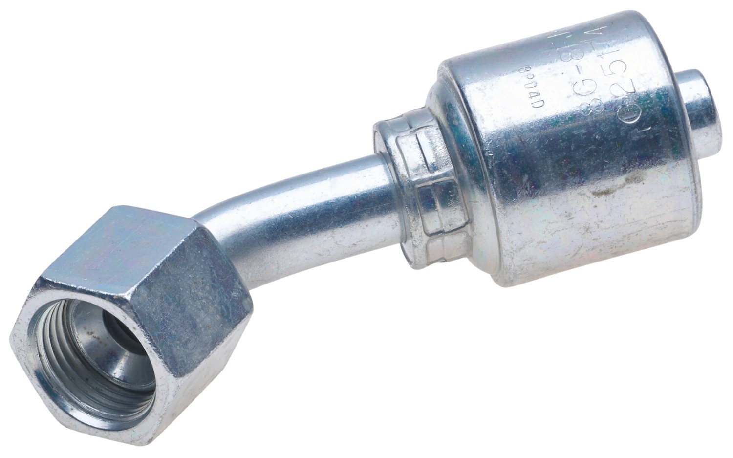 Gates G25174-0808T Female JIC 37 Flare Swivel - 45 Bent Tube - TuffCoat Xtreme Plating (MegaCrimp) - Image 2