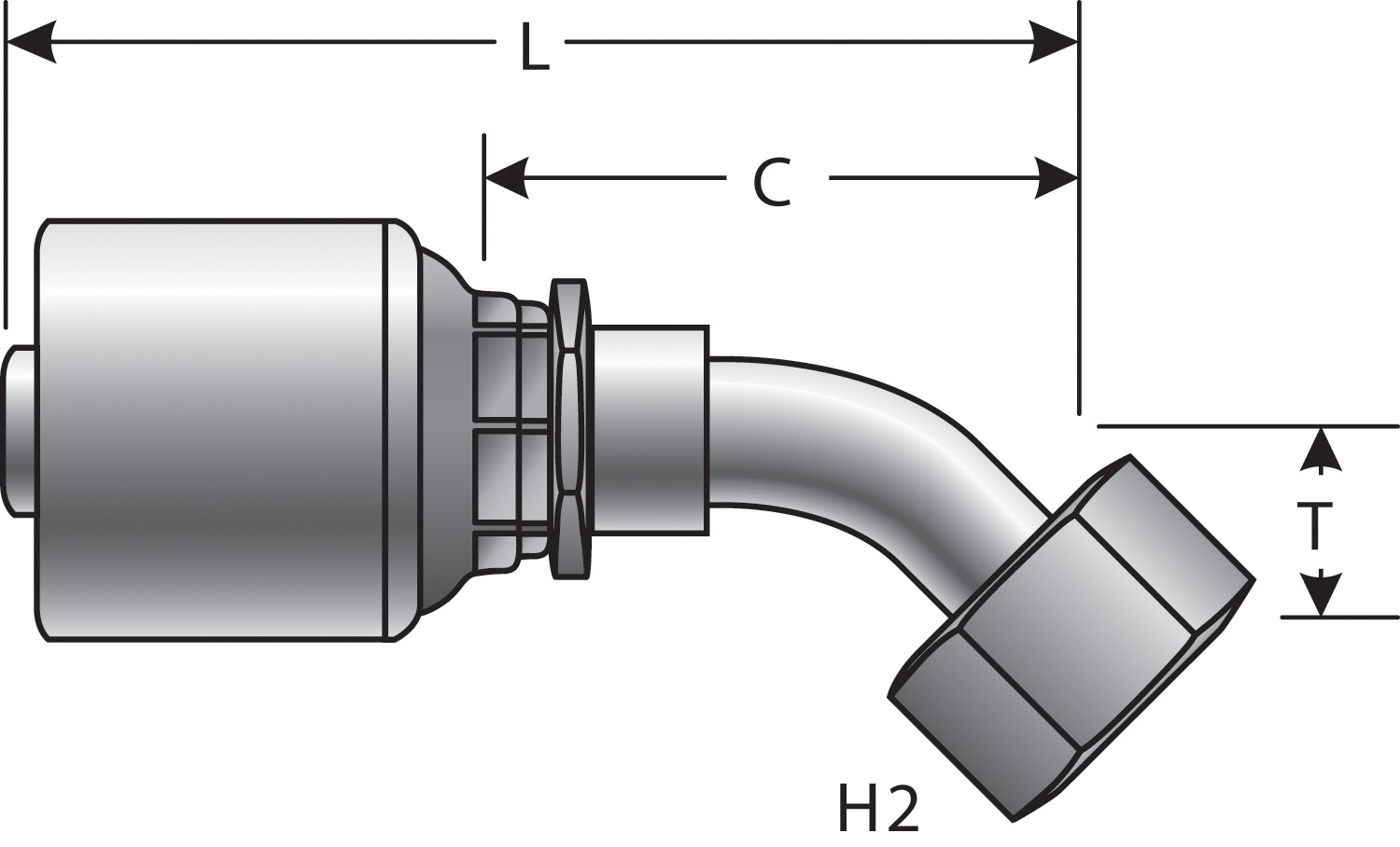 Gates G25175-0404 Female JIC 37 Flare Swivel - 45 Bent Tube (MegaCrimp) - Image 3