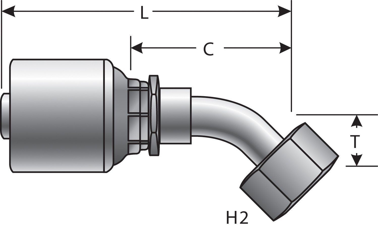 Gates G251751010 Female JIC 37 Flare Swivel - 45 Bent Tube (MegaCrimp) - Image 3