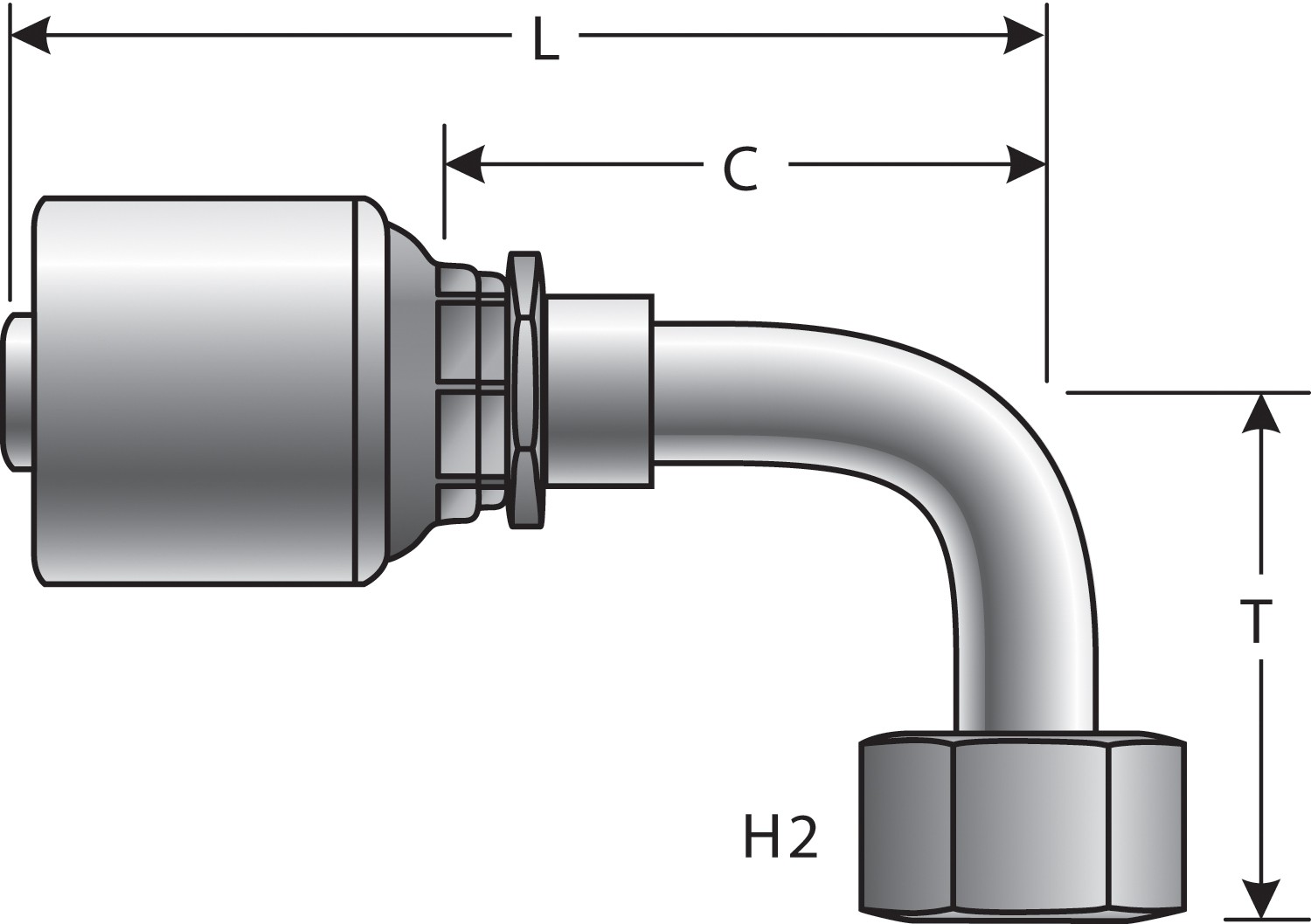 Gates G251790604 Female JIC 37 Flare Swivel - 90 Bent Tube (MegaCrimp) - Image 3