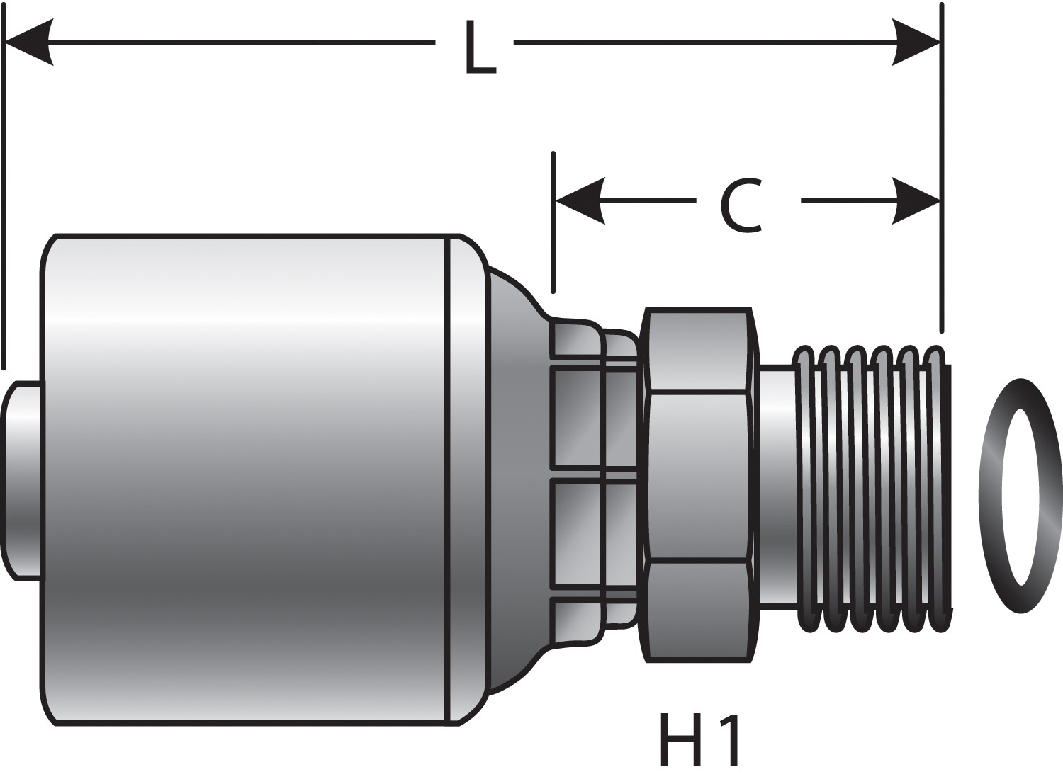 Gates G252251012 Male Flat-Face O-Ring (MegaCrimp)