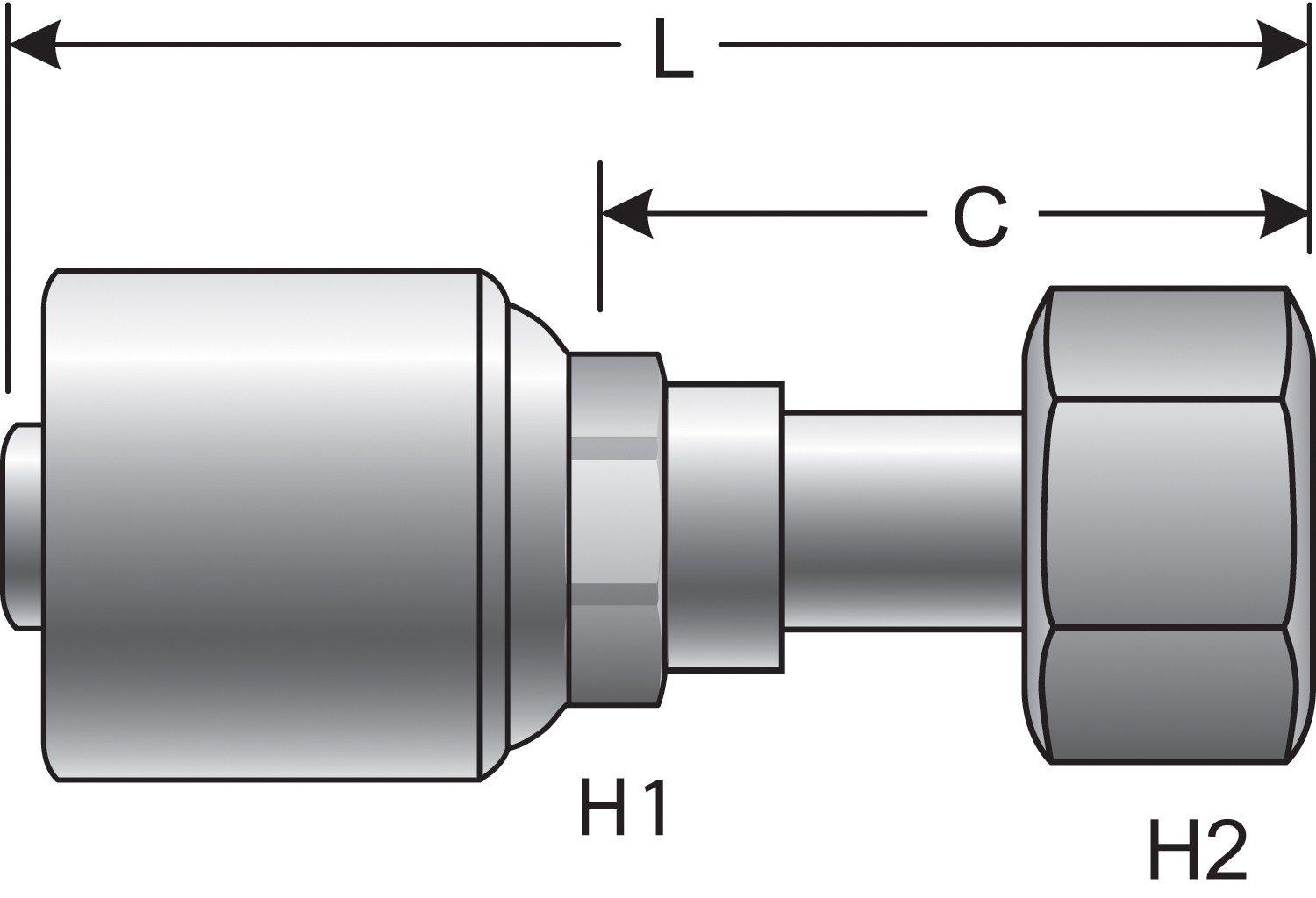 Gates G252301008 Female Flat-Face O-Ring Swivel (MegaCrimp)