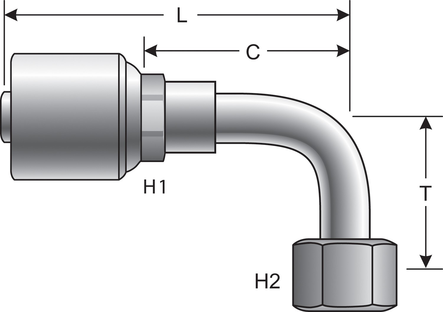 Gates G252401010 Female Flat-Face O-Ring Swivel - 90 Bent Tube (MegaCrimp) - Image 3