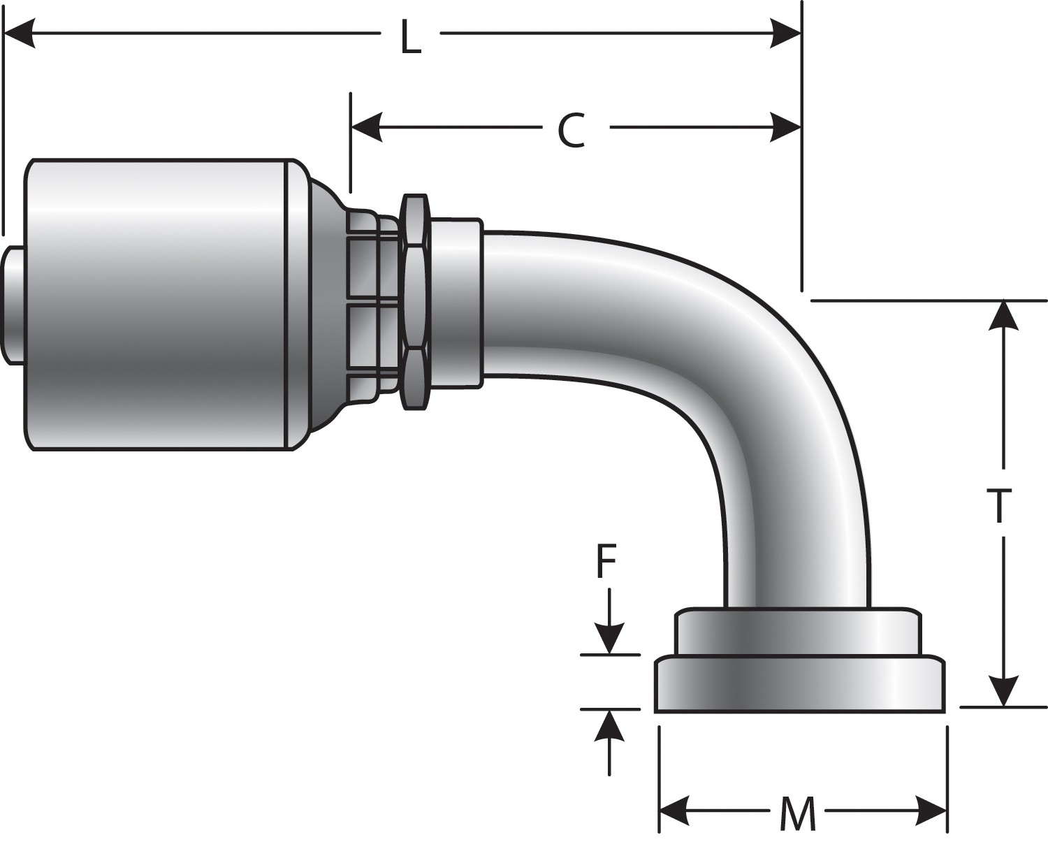 Gates G253151212 Code 61 O-Ring Flange - 90 Bent Tube (MegaCrimp) - Image 3