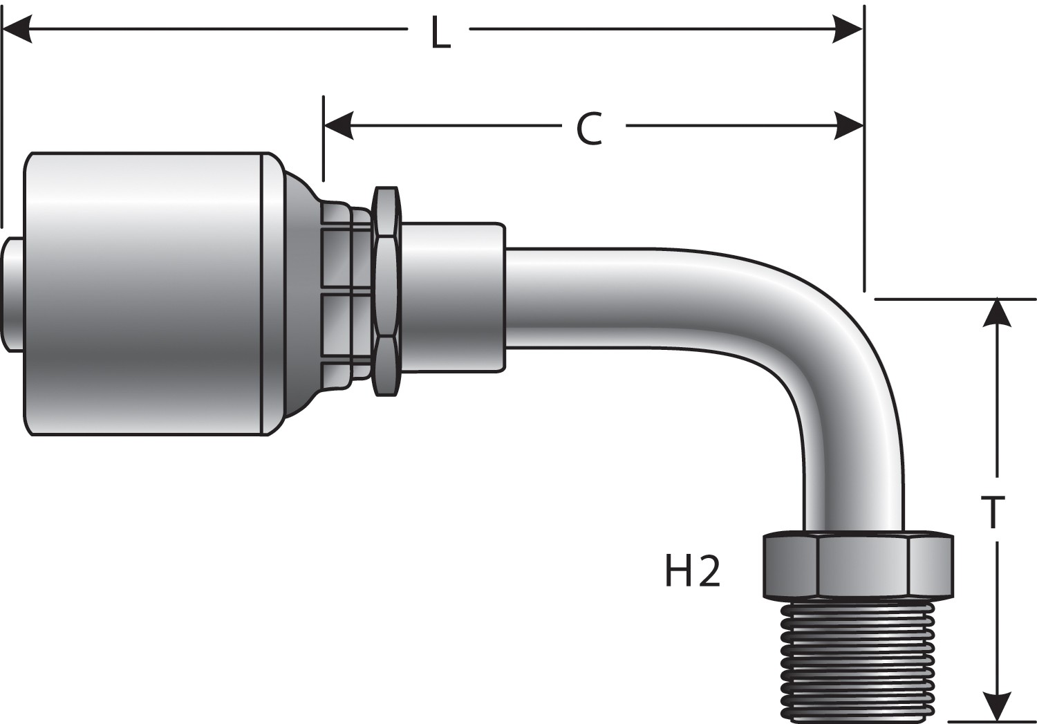 Gates G25504-0607 SAE Male Inverted Swivel - 90 Bent Tube (MegaCrimp) - Image 3