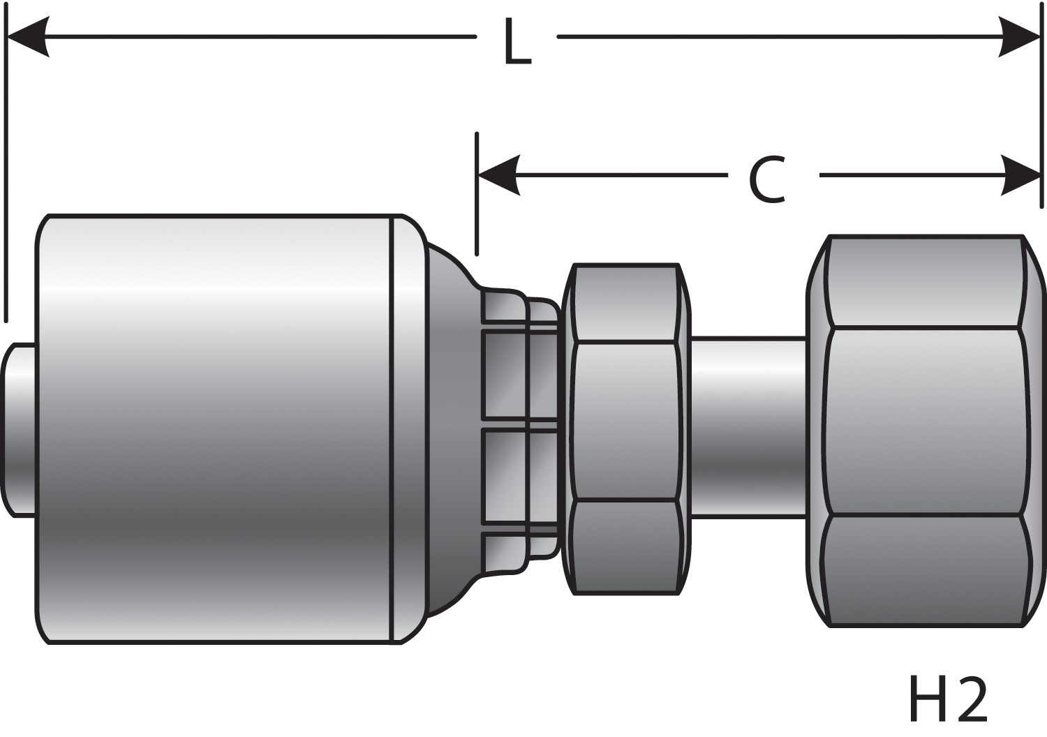 Gates G256451018 Female DIN 24 Cone Swivel - Light Series with O-Ring (MegaCrimp) - Image 2