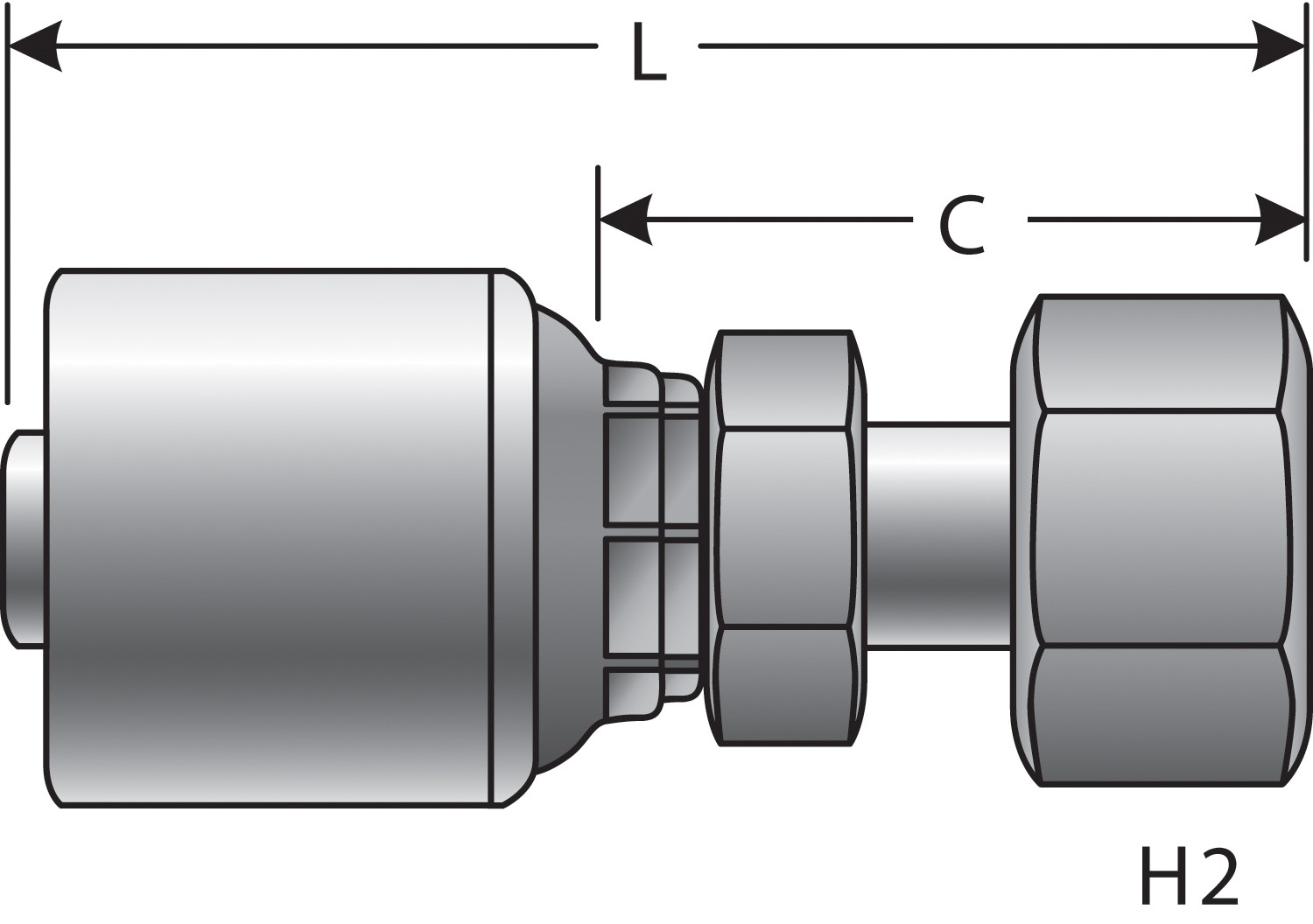 Gates G256451222 Female DIN 24 Cone Swivel - Light Series with O-Ring (MegaCrimp)