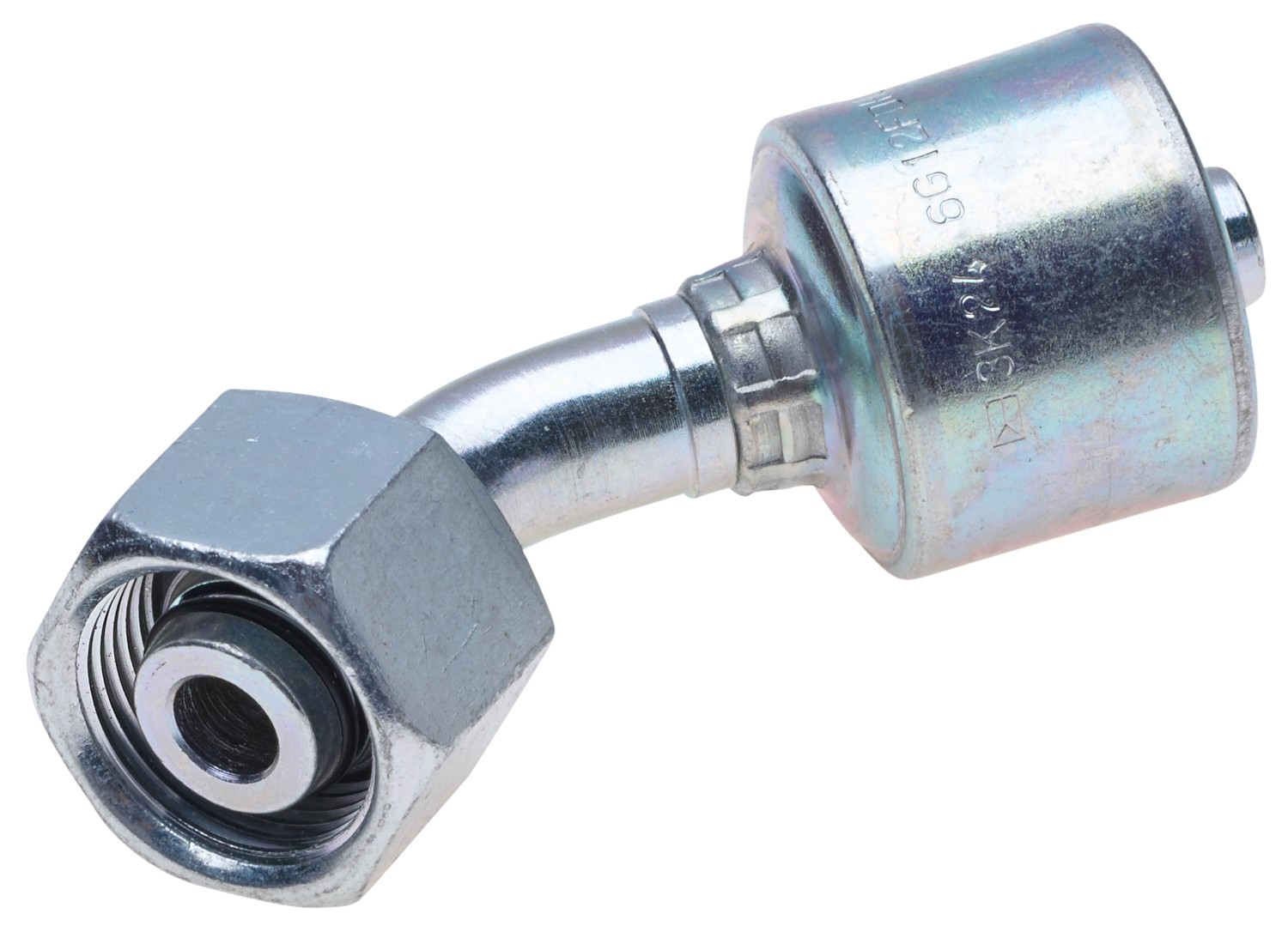 Gates G257250816 Female DIN 24 Cone Swivel - Heavy Series with O-Ring - 45 Bent Tube (MegaCrimp)