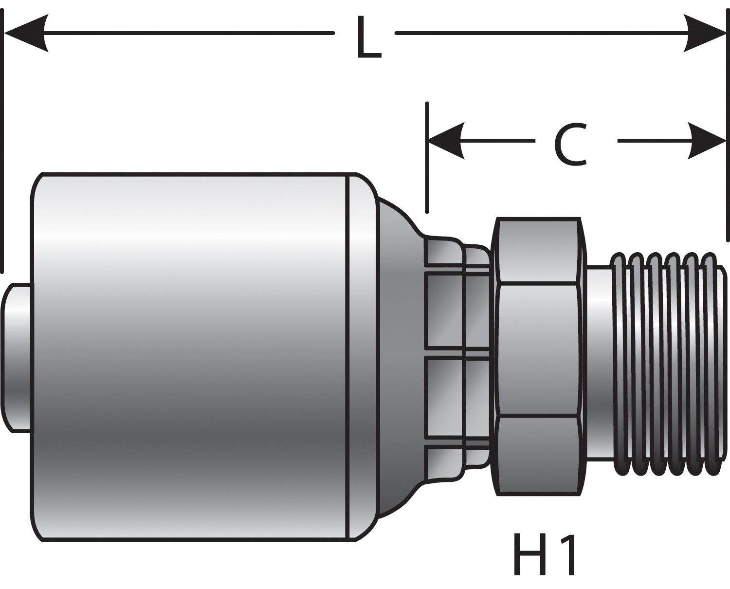 Gates G258100606 Male British Standard Parallel Pipe (MegaCrimp)