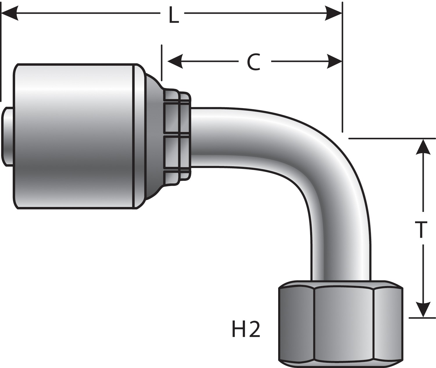 Gates G258320404 Female British Standard Parallel Pipe O-Ring Swivel - 90 Bent Tube (MegaCrimp) - Image 2
