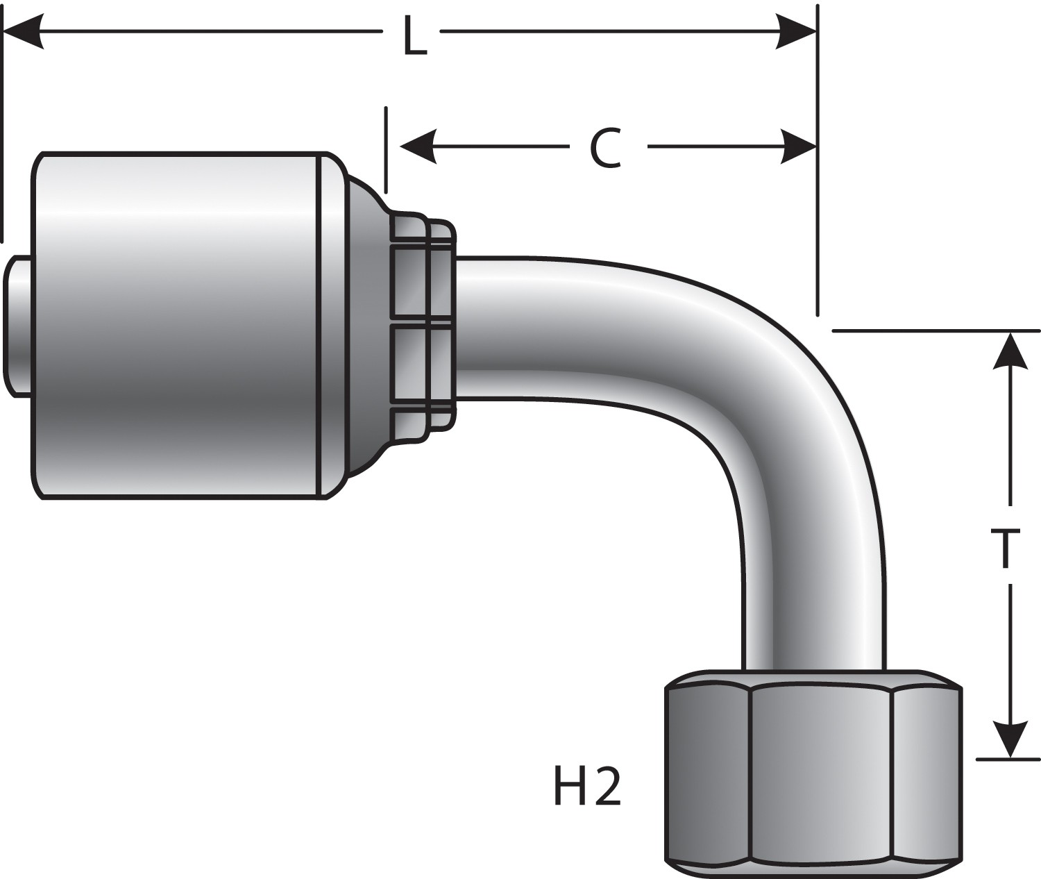 Gates G258320606 Female British Standard Parallel Pipe O-Ring Swivel - 90 Bent Tube (MegaCrimp) - Image 3