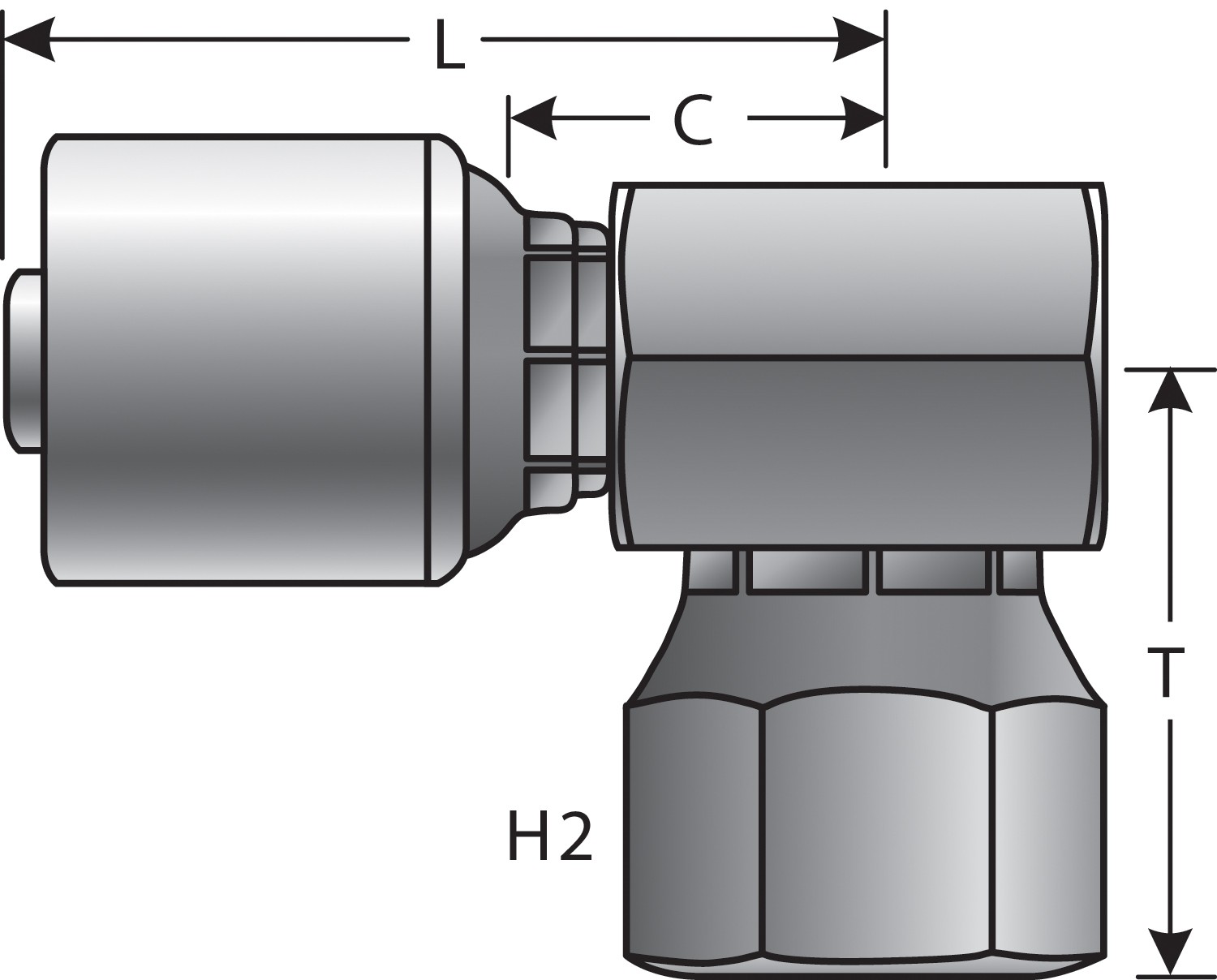 Gates G258450404 Female British Standard Parallel Pipe O-Ring Swivel - 90 Block (MegaCrimp)