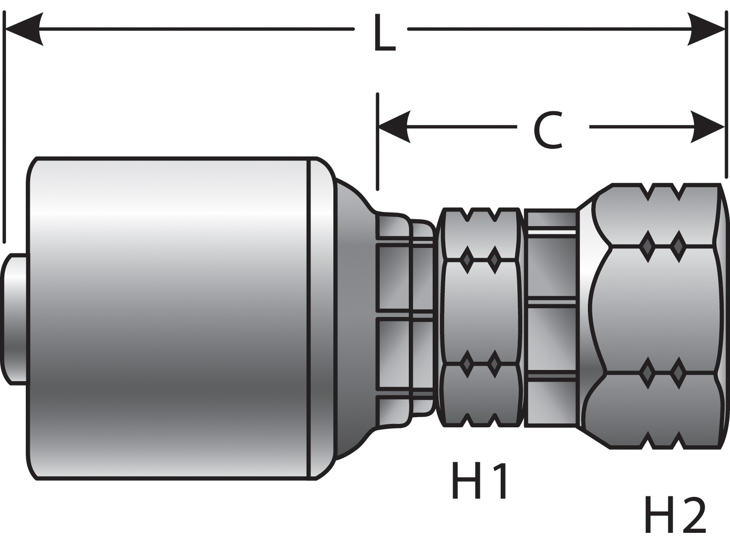 Gates G259101212 Female Komatsu Style Japanese Metric Swivel (MegaCrimp)