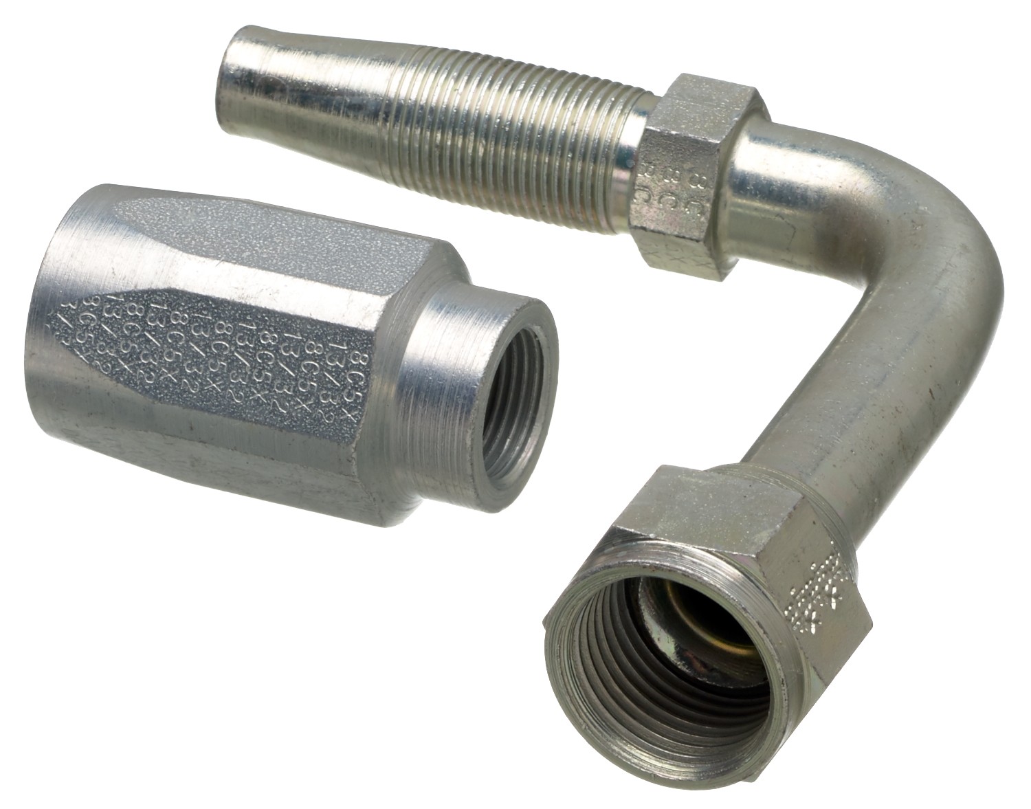 Gates G342120404 Dual Seat Female JIC 37/SAE 45 Flare Swivel - 90 Bent Tube - Steel