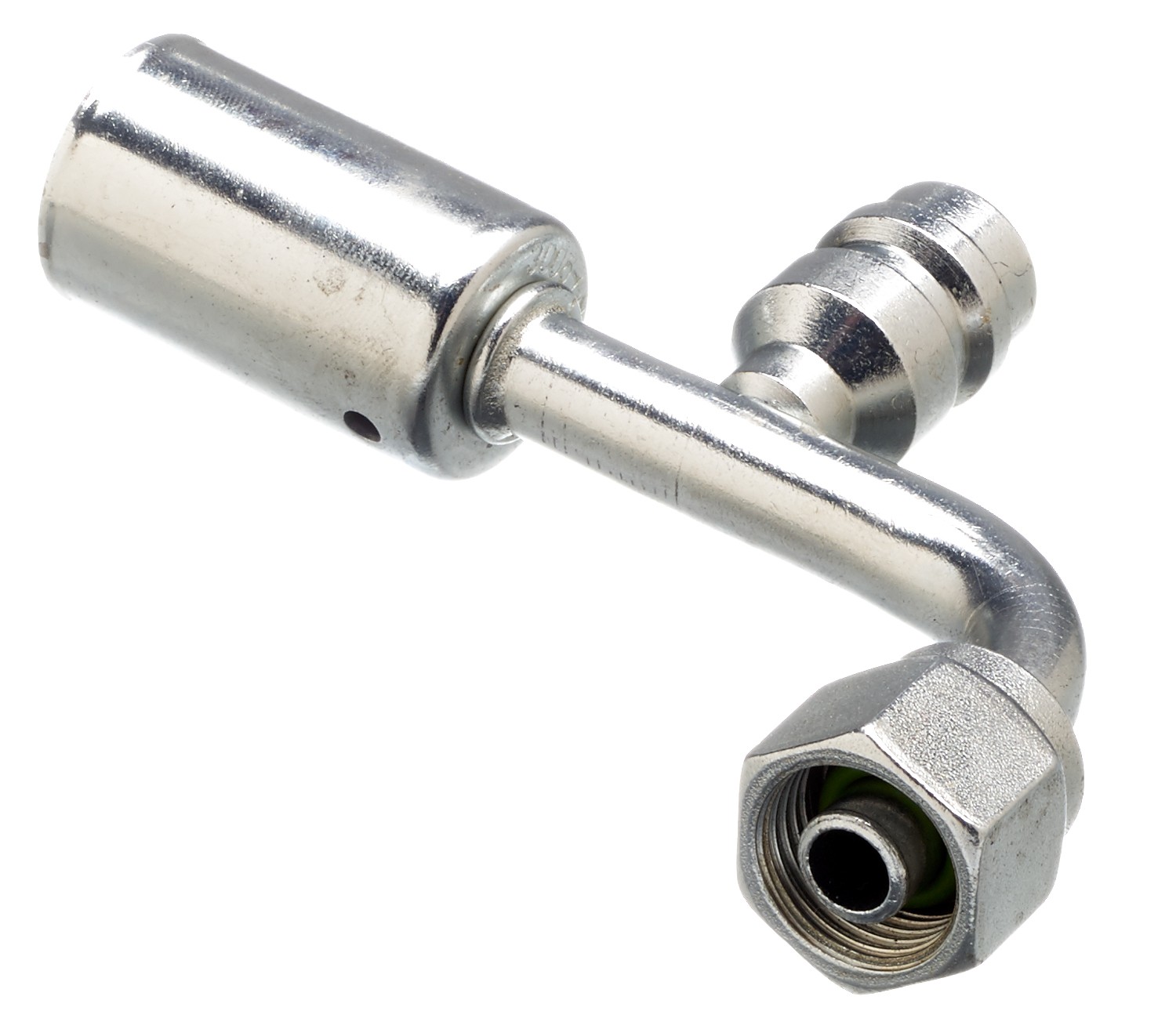 Gates G455891010S Female SAE Tube O-Ring Nut Swivel-R134a Svc Port-90 Bent Tube-Stl PolarSeal ACA