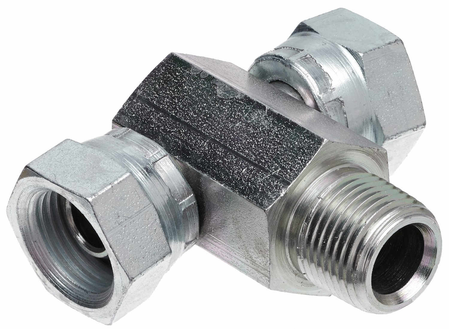 Gates G601860606 Female Pipe Swivel NPSM on Run to Male Pipe NPTF - Tee (SAE to SAE)