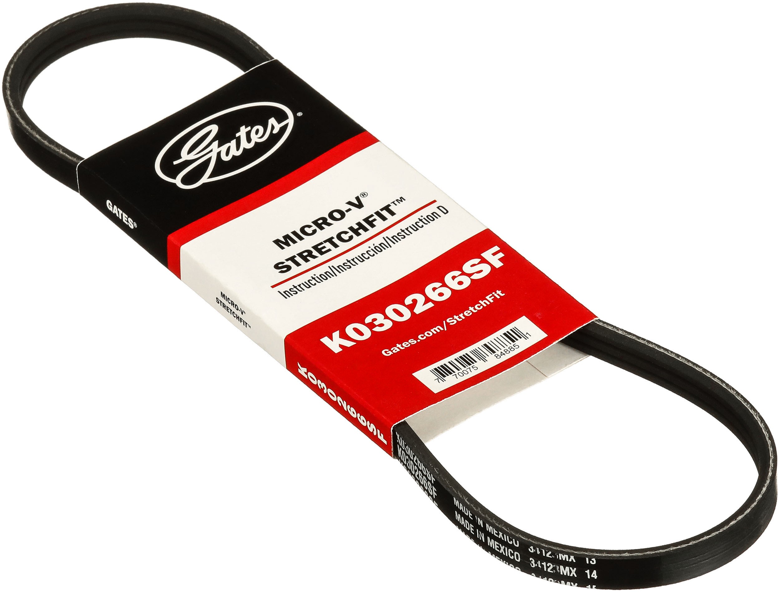 Gates K030266SF Stretch Fit Micro-V Serpentine Drive Belt