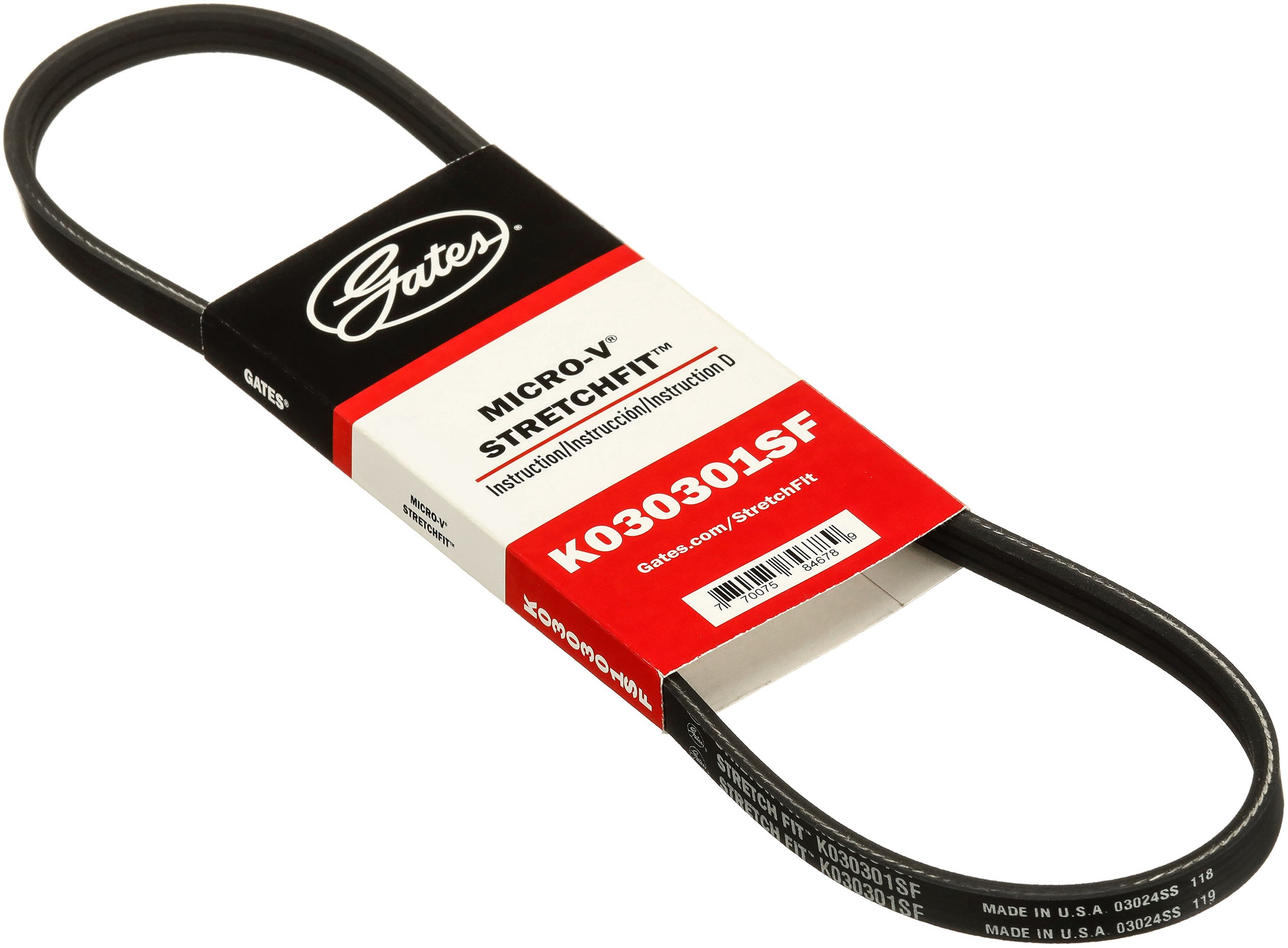 Gates K030301SF Stretch Fit Micro-V Serpentine Drive Belt