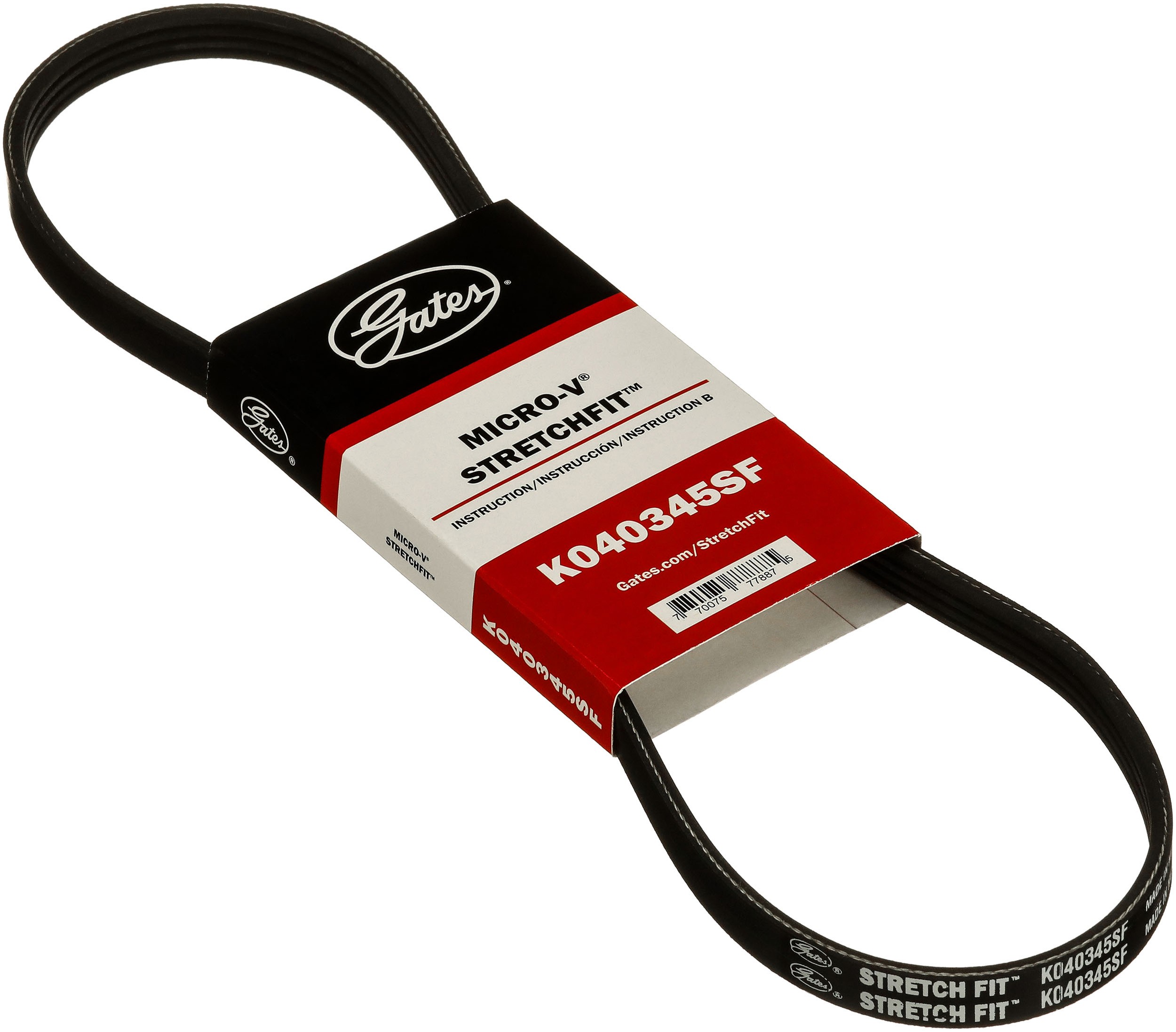 Gates K040345SF Stretch Fit Micro-V Serpentine Drive Belt