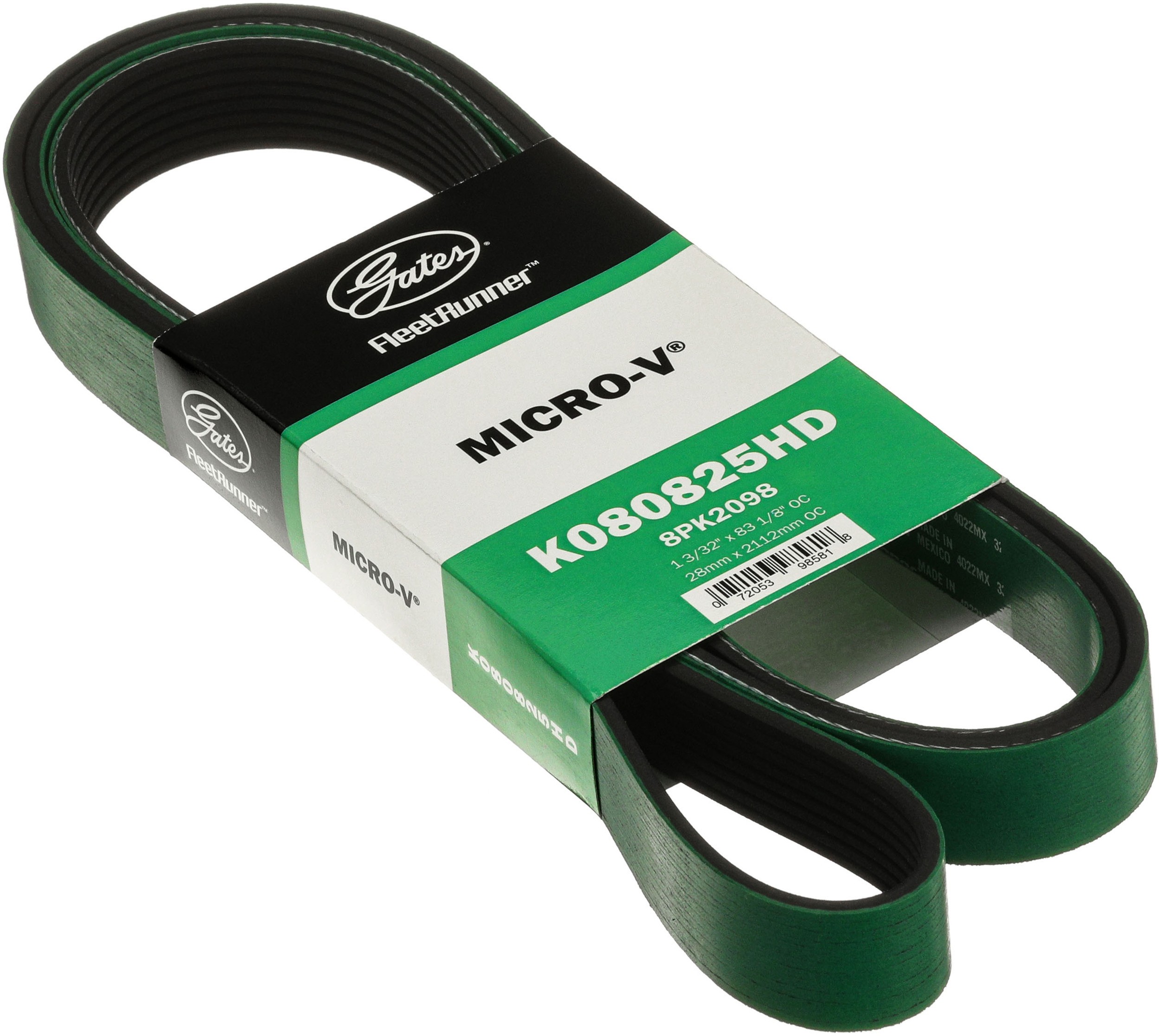 Gates K080825HD FleetRunner Heavy-Duty Micro-V Serpentine Drive Belt