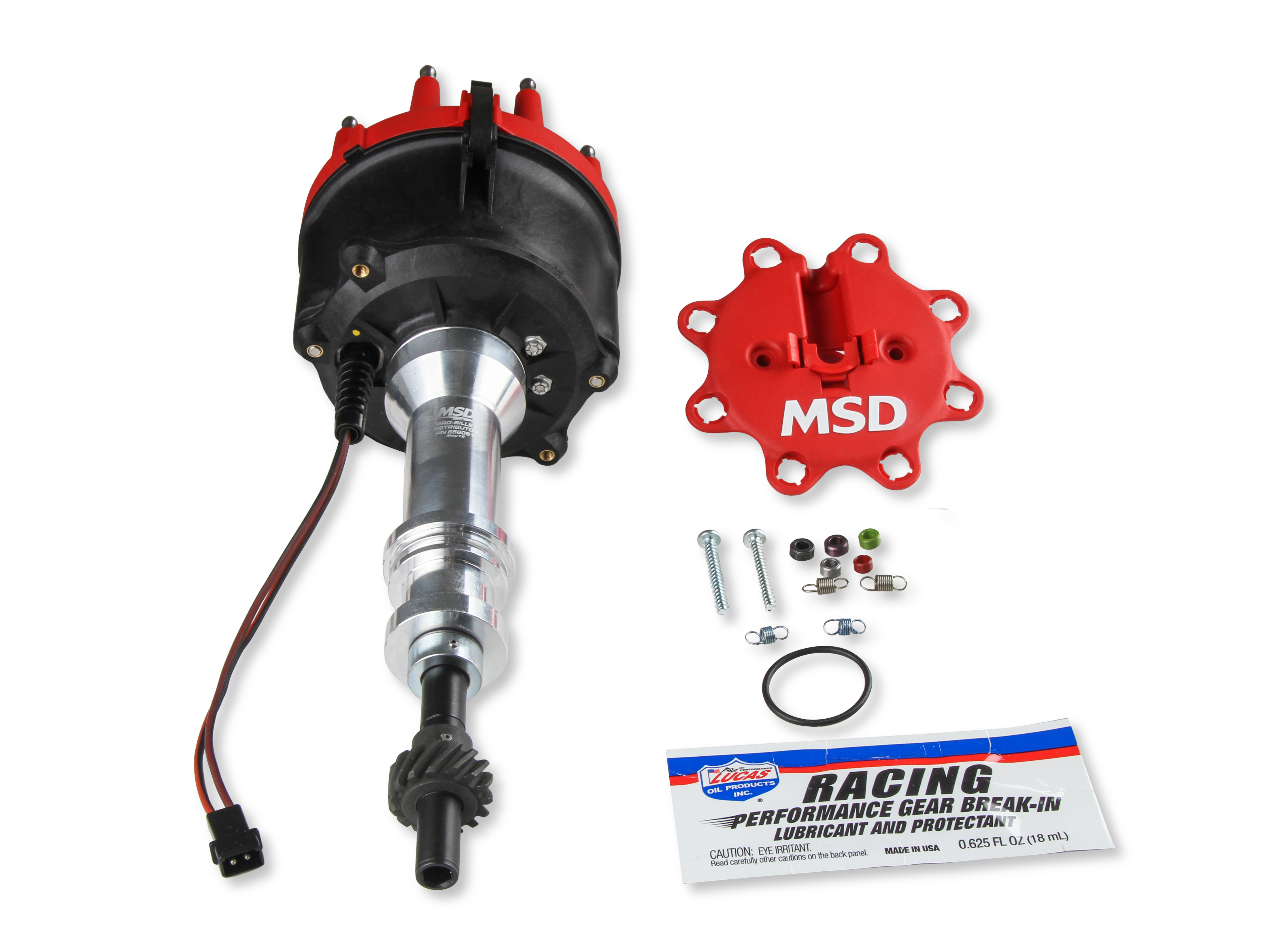 MSD-858051 Distributor, Billet Ford 351W, for Edelbrock Victor Jr, w/Steel Gear