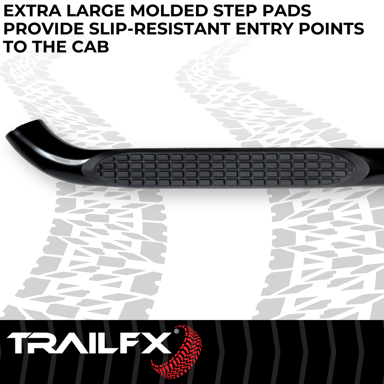 TrailFX A0006B 3 Inch Round Bent Powder Coated Black Steel Without End Caps Rocker Panel Mount - Image 4