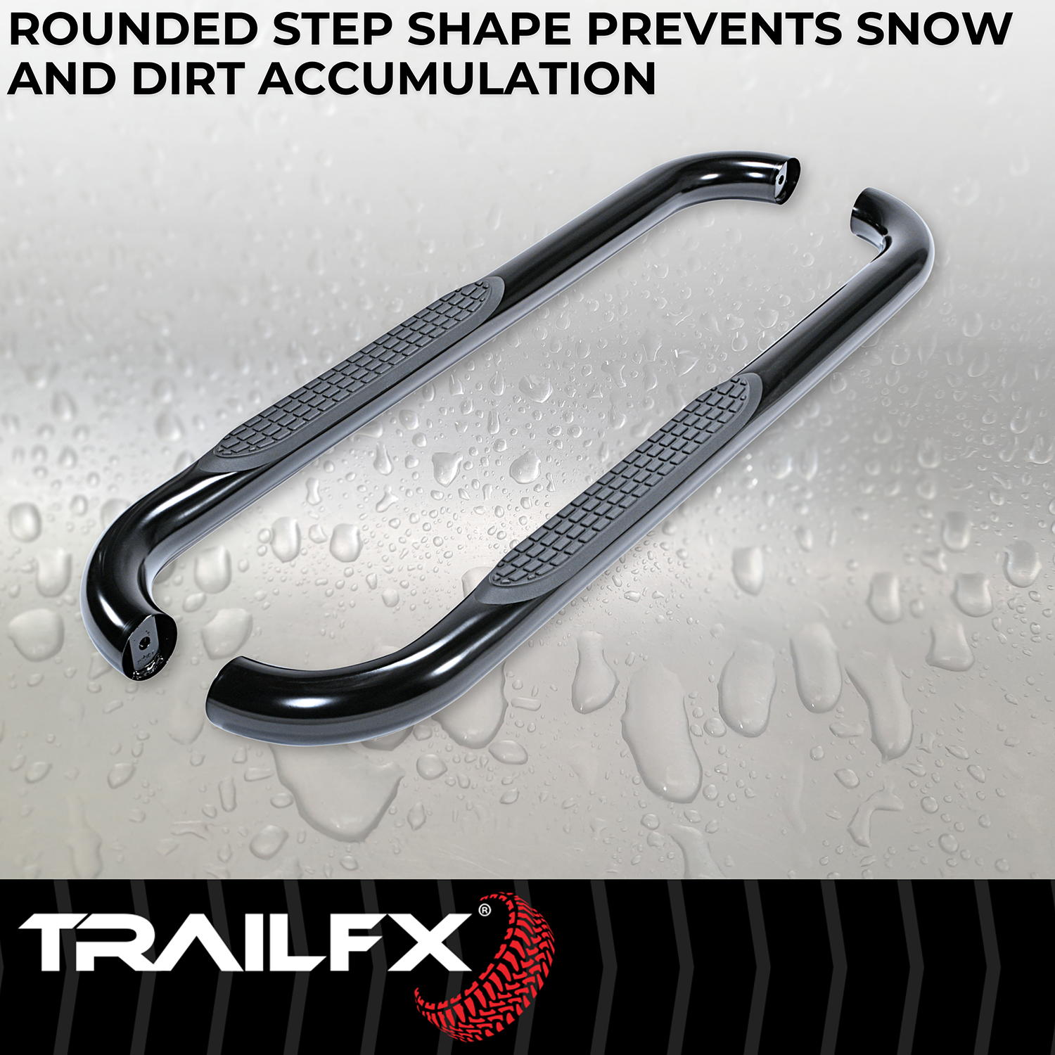 TrailFX A0032B 3 Inch Round Bent Powder Coated Black Steel Without End Caps Rocker Panel Mount - Image 7