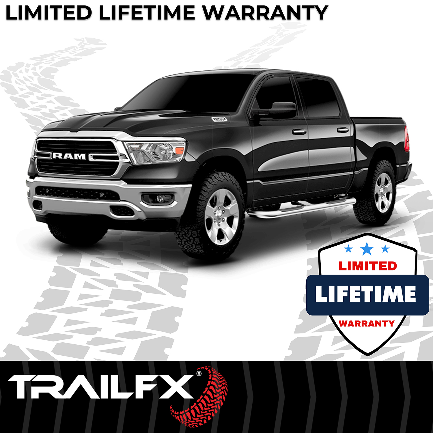 TrailFX A0046S 3 Inch Round Bent 60 Degree Pol Stainless Steel W/O End Caps Rocker Panel Mount - Image 2