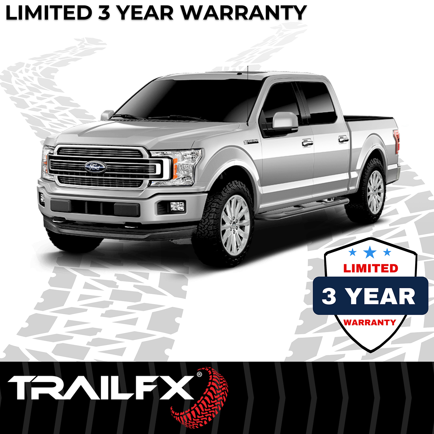 TrailFX A0051B 3 Inch Round Bent Powder Coated Black Steel Without End Caps Rocker Panel Mount - Image 7