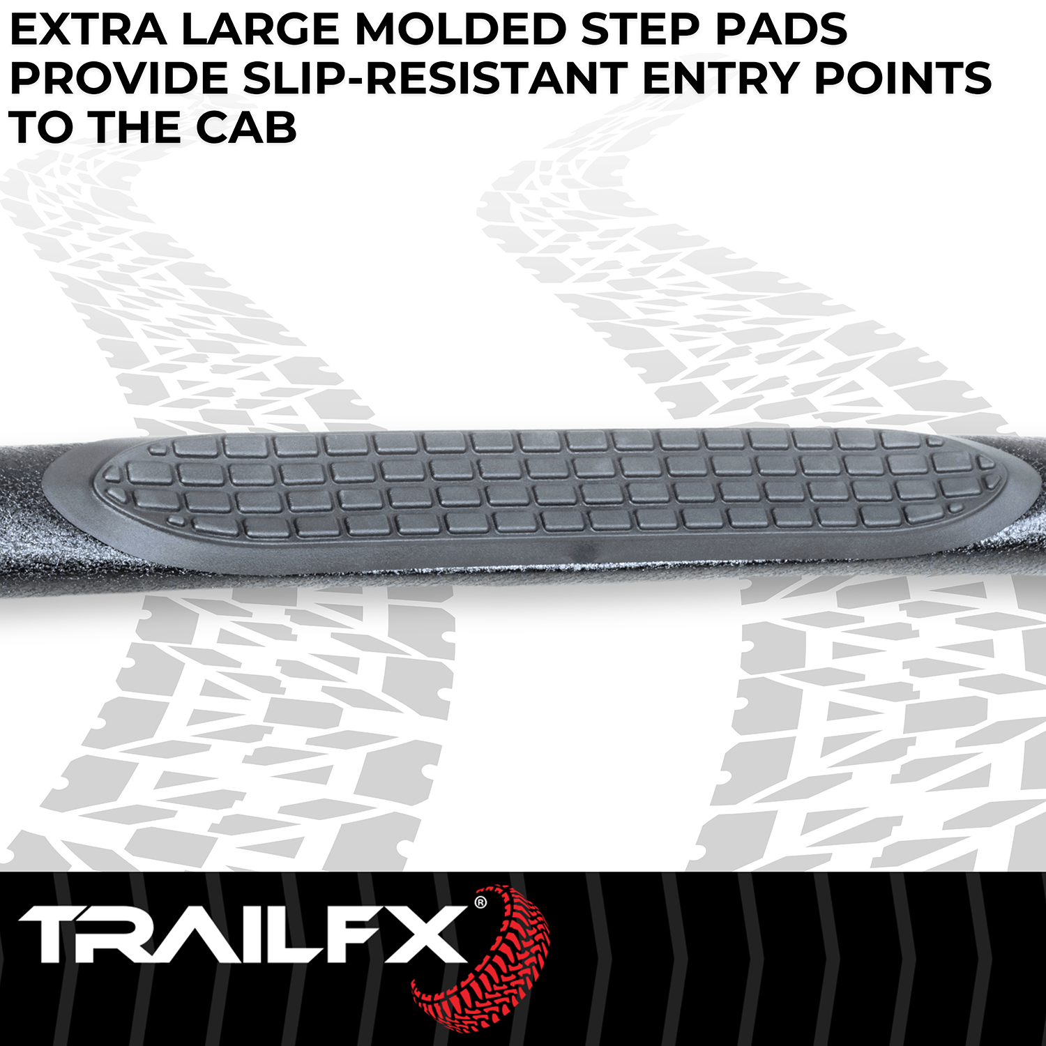 TrailFX A0055T With Step Pads 3 In Round Bent 90 Degree Powder Coated Black Steel Without End C - Image 2