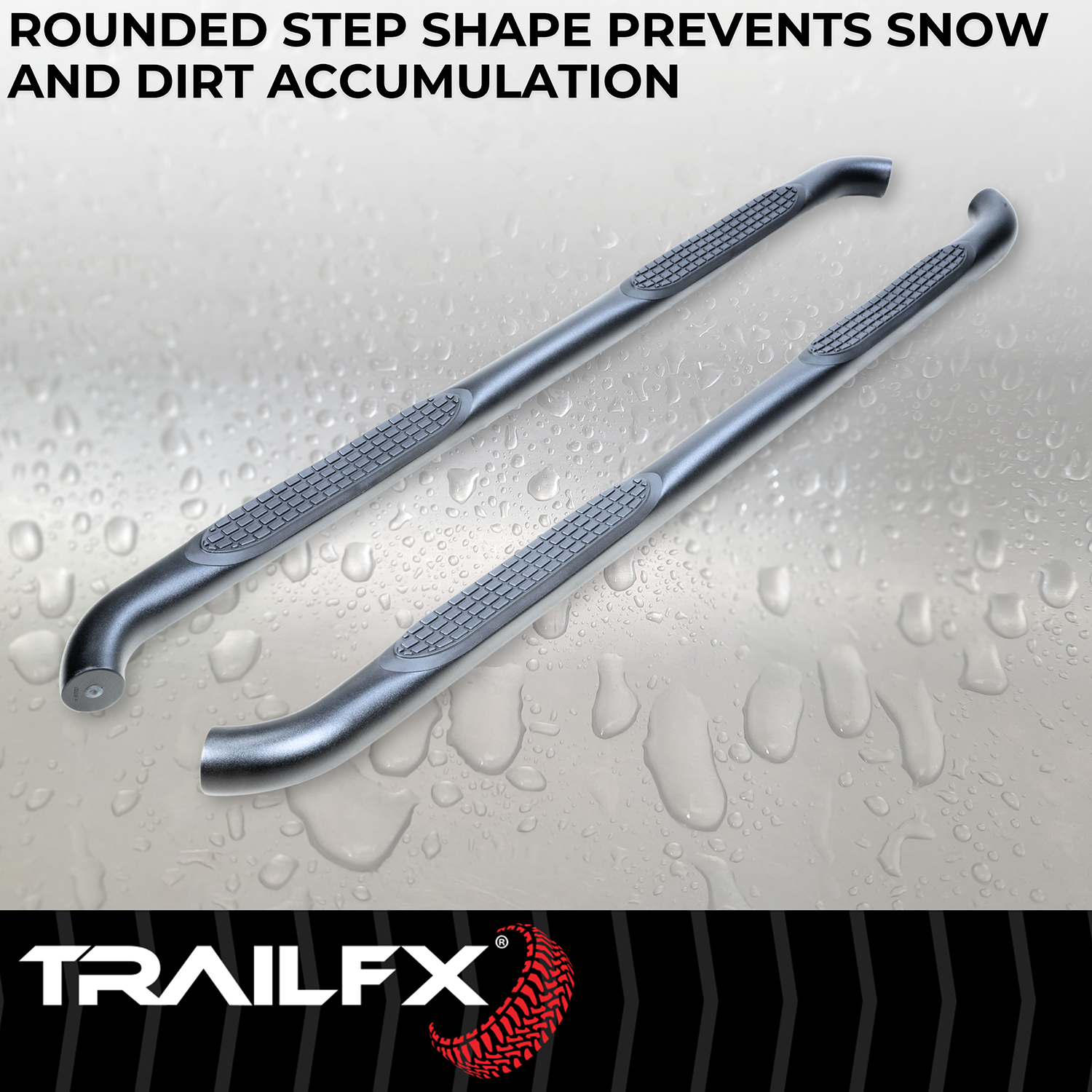 TrailFX A0055T With Step Pads 3 In Round Bent 90 Degree Powder Coated Black Steel Without End C - Image 3