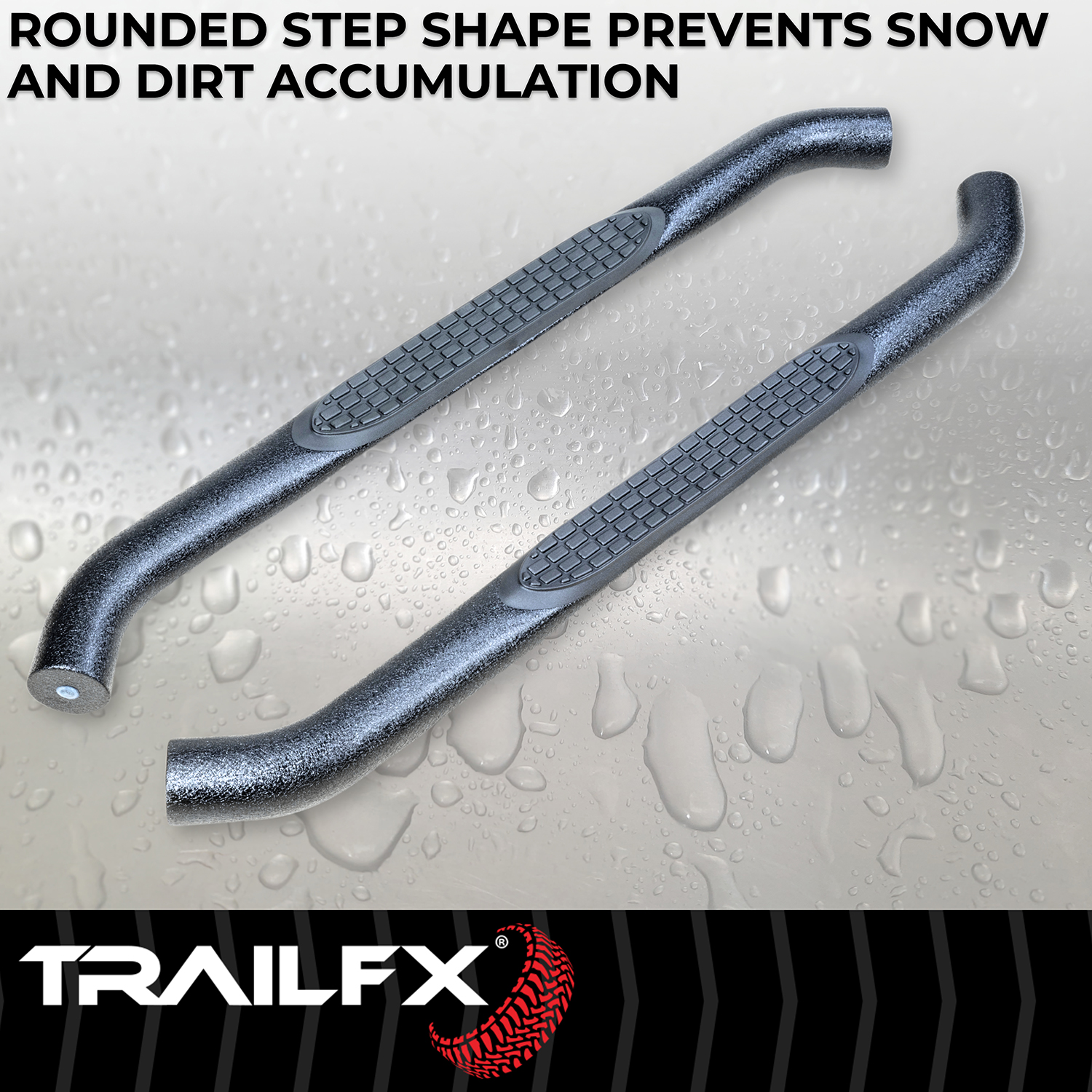 TrailFX A0056T With Step Pads 3 In Round Bent 90 Degree Powder Coated Black Steel Without End C - Image 3