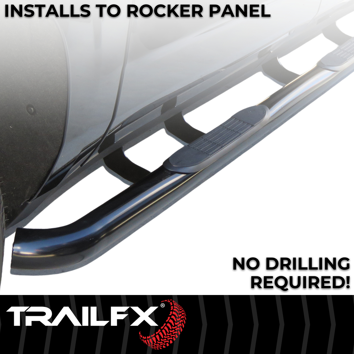 TrailFX A0056T With Step Pads 3 In Round Bent 90 Degree Powder Coated Black Steel Without End C - Image 2