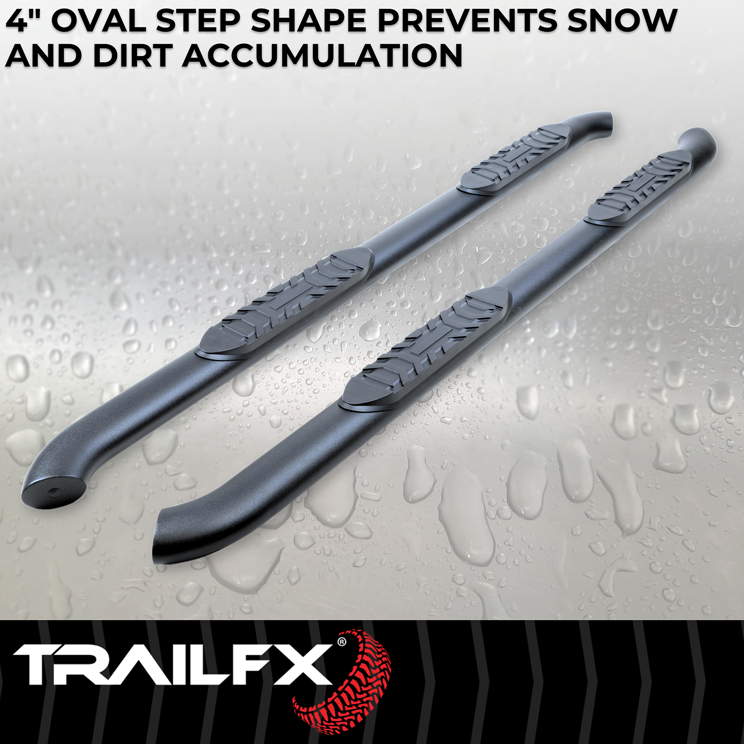 TrailFX A1002B 4 Inch Oval Bent Powder Coated Titanium Black Mild Steel Rocker Panel Mount - Image 5