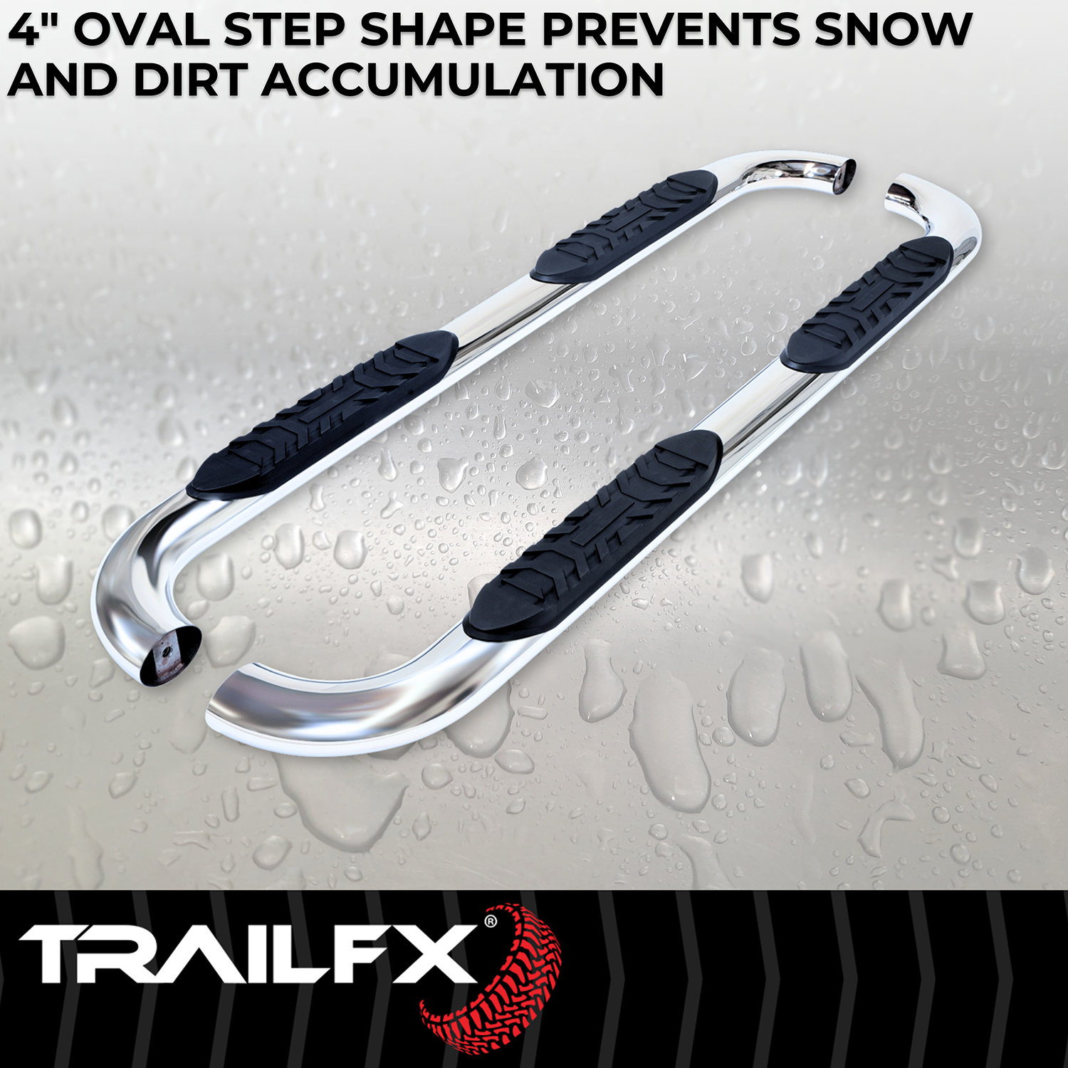 TrailFX A1003S 4 Inch Oval Bent Pol Stainless Steel Rocker Panel Mount - Image 4