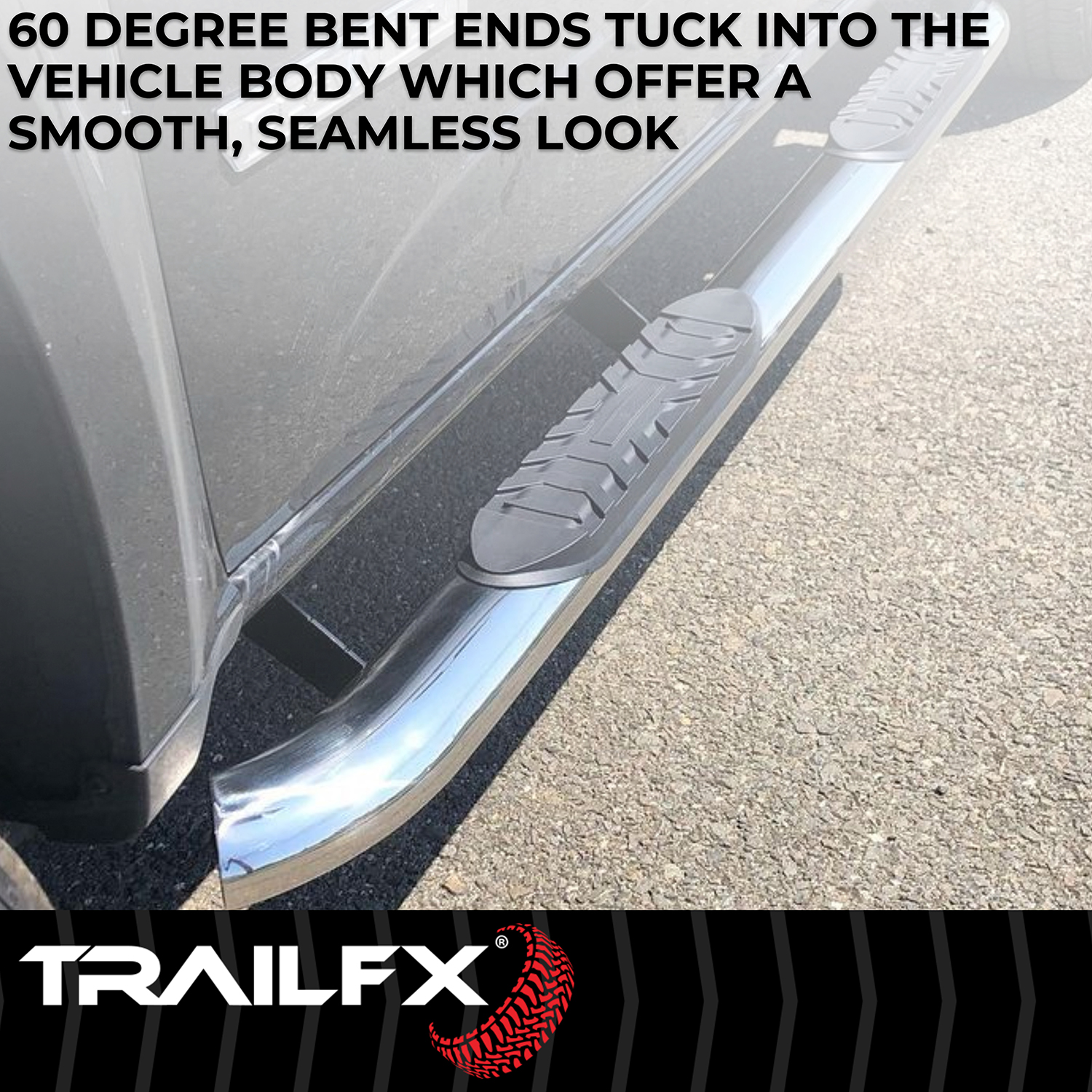 TrailFX A1003S 4 Inch Oval Bent Pol Stainless Steel Rocker Panel Mount - Image 5