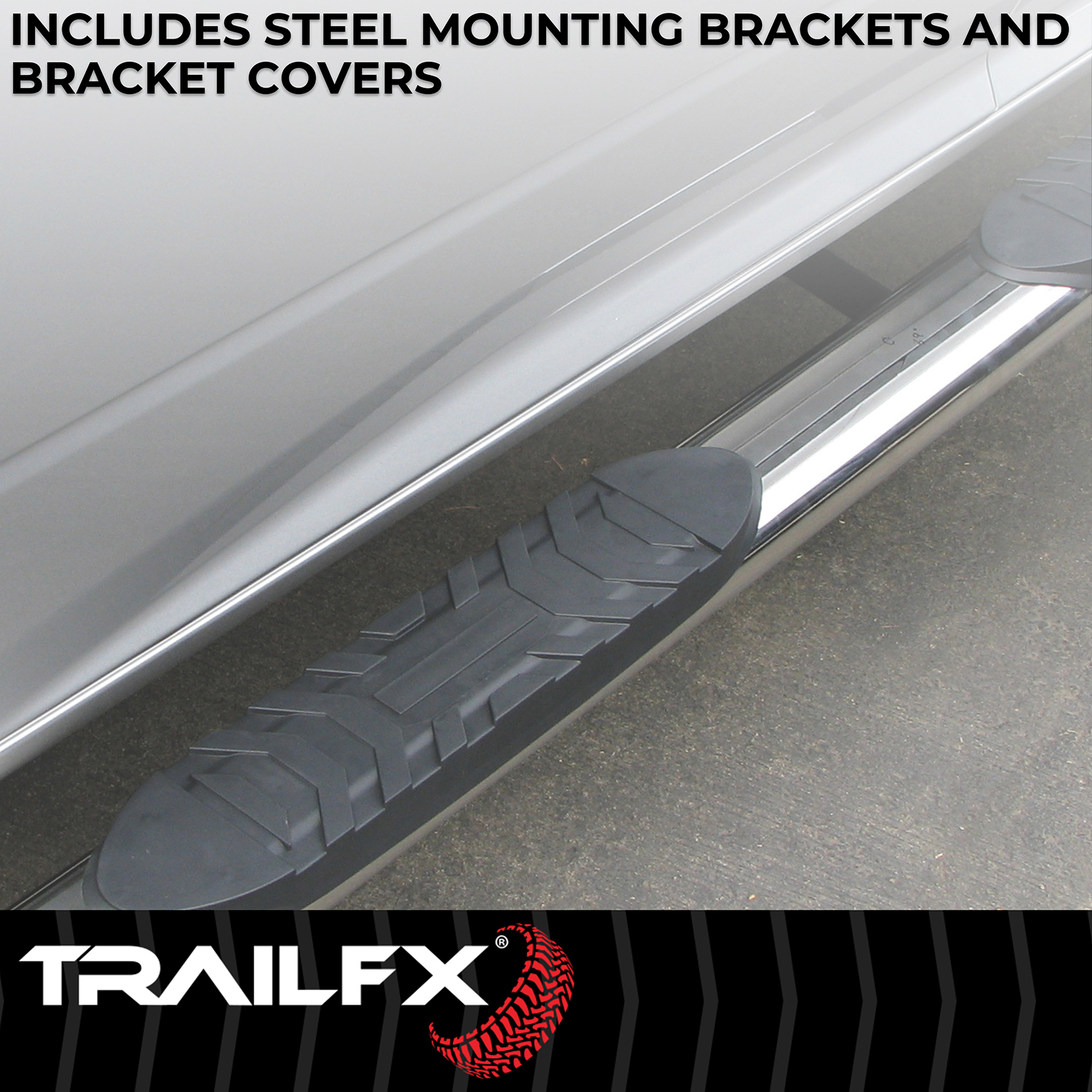 TrailFX A1005S 4 Inch Oval Bent Pol Stainless Steel Rocker Panel Mount - Image 5
