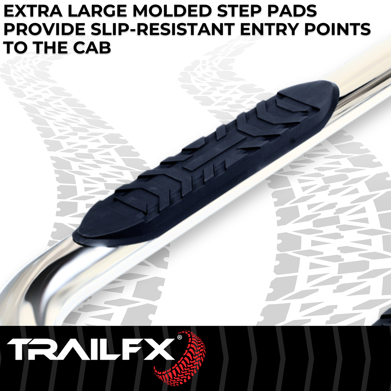 TrailFX A1006S 4 Inch Oval Bent Pol Stainless Steel Rocker Panel Mount - Image 4