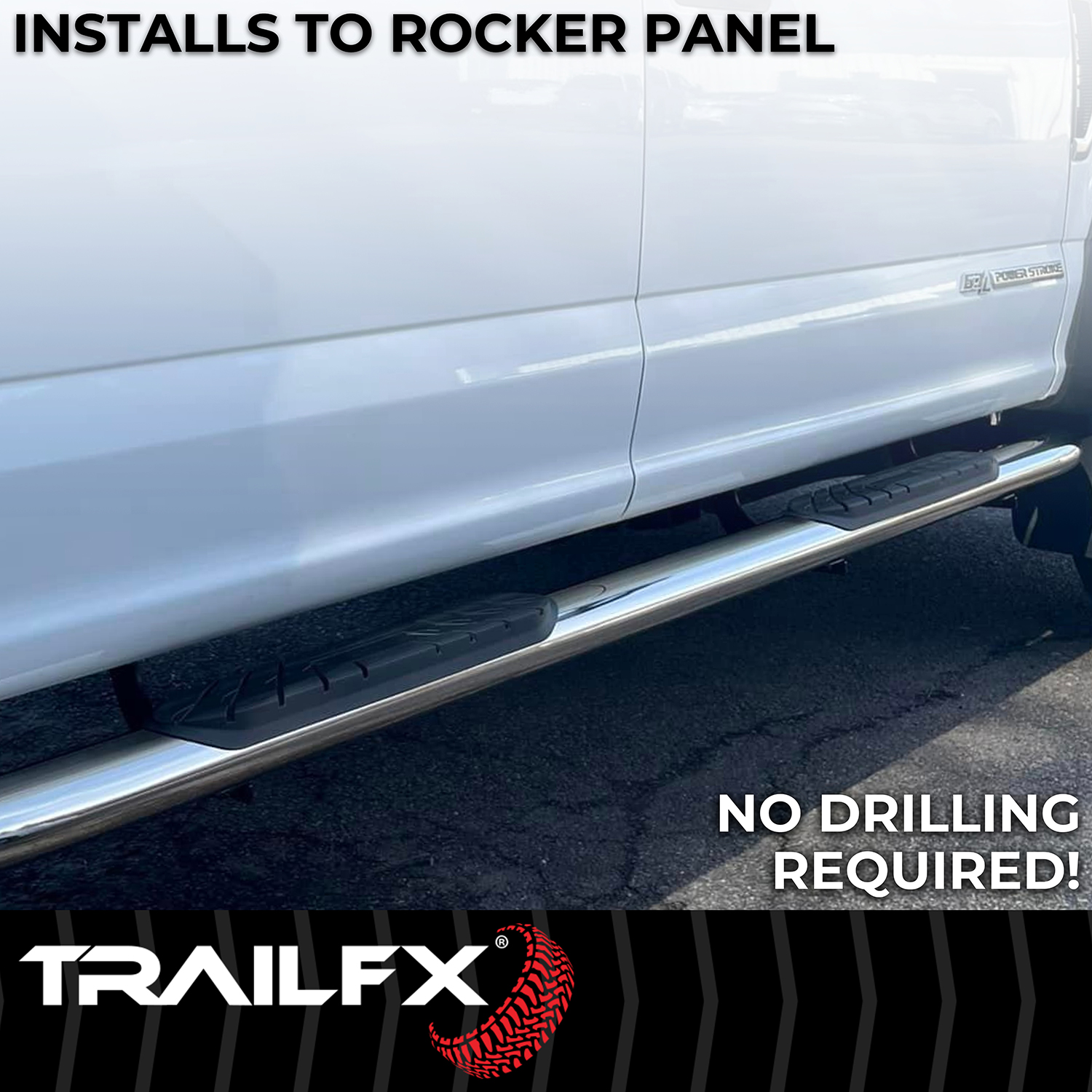 TrailFX A1007S 4 Inch Oval Bent Pol Stainless Steel Rocker Panel Mount - Image 3