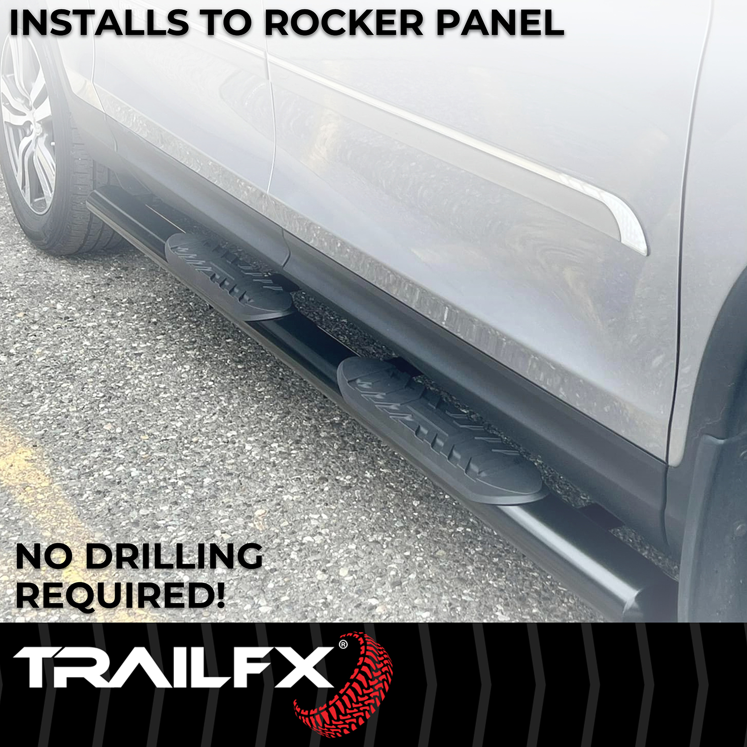 TrailFX A1503B 4 Inch Oval Straight Powder Coated Black Mild Steel Rocker Panel Mount - Image 8