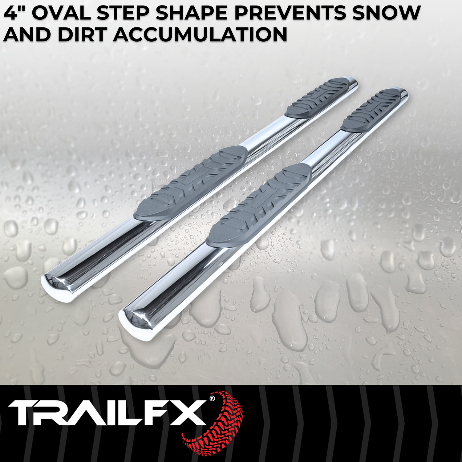 TrailFX A1503S 4 Inch Oval Straight Pol Stainless Steel Rocker Panel Mount - Image 4