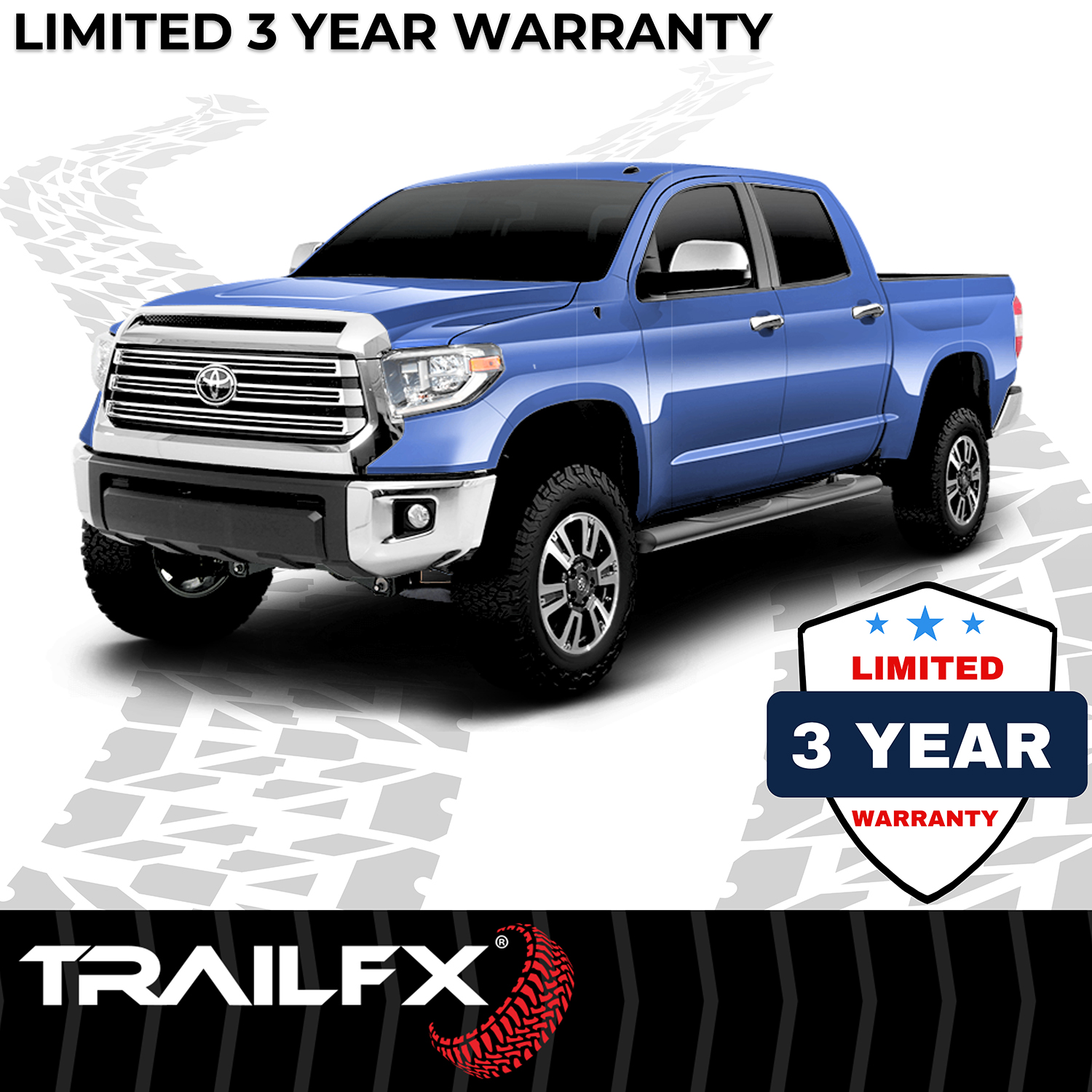 TrailFX A1516B 4 Inch Oval Straight Powder Coated Black Mild Steel Rocker Panel Mount - Image 3
