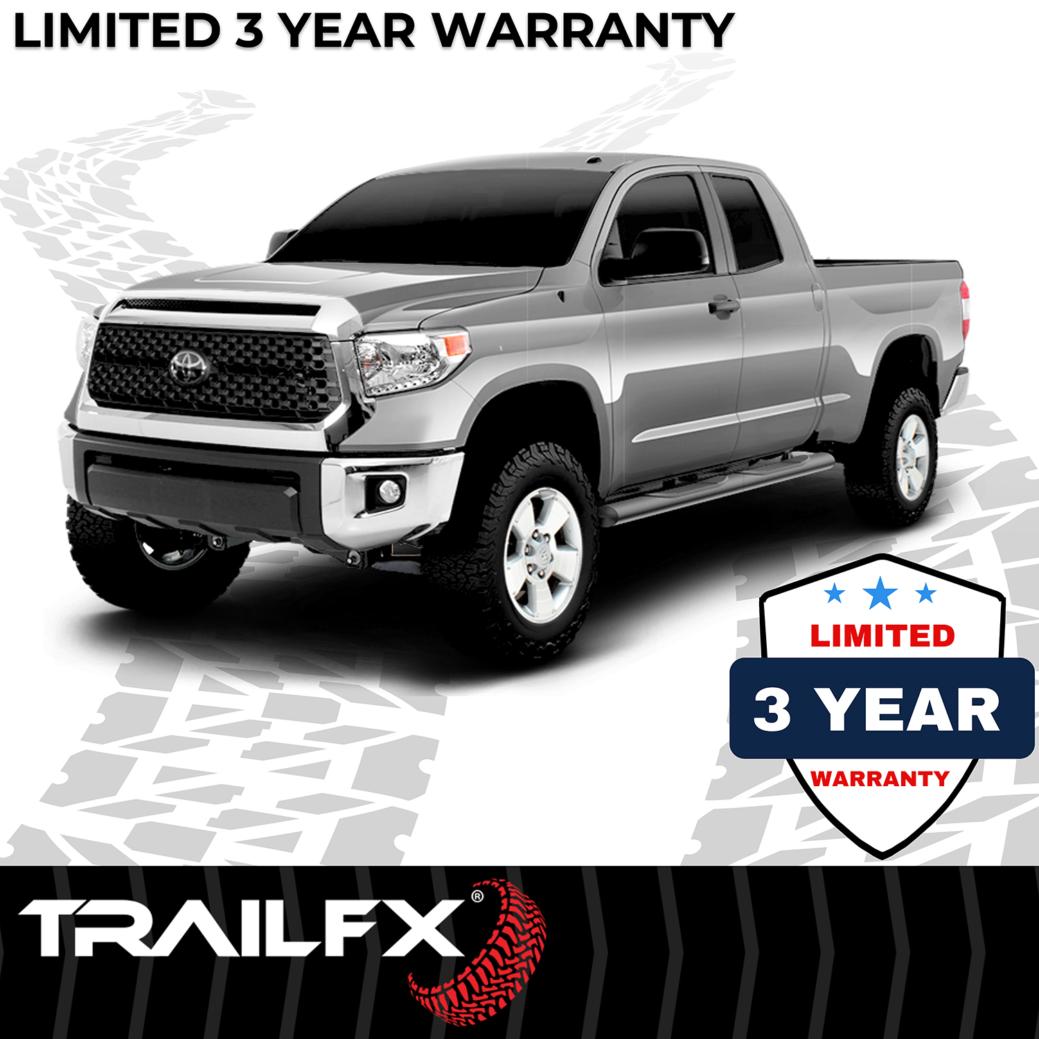 TrailFX A1517B 4 Inch Oval Straight Powder Coated Black Mild Steel Rocker Panel Mount - Image 2