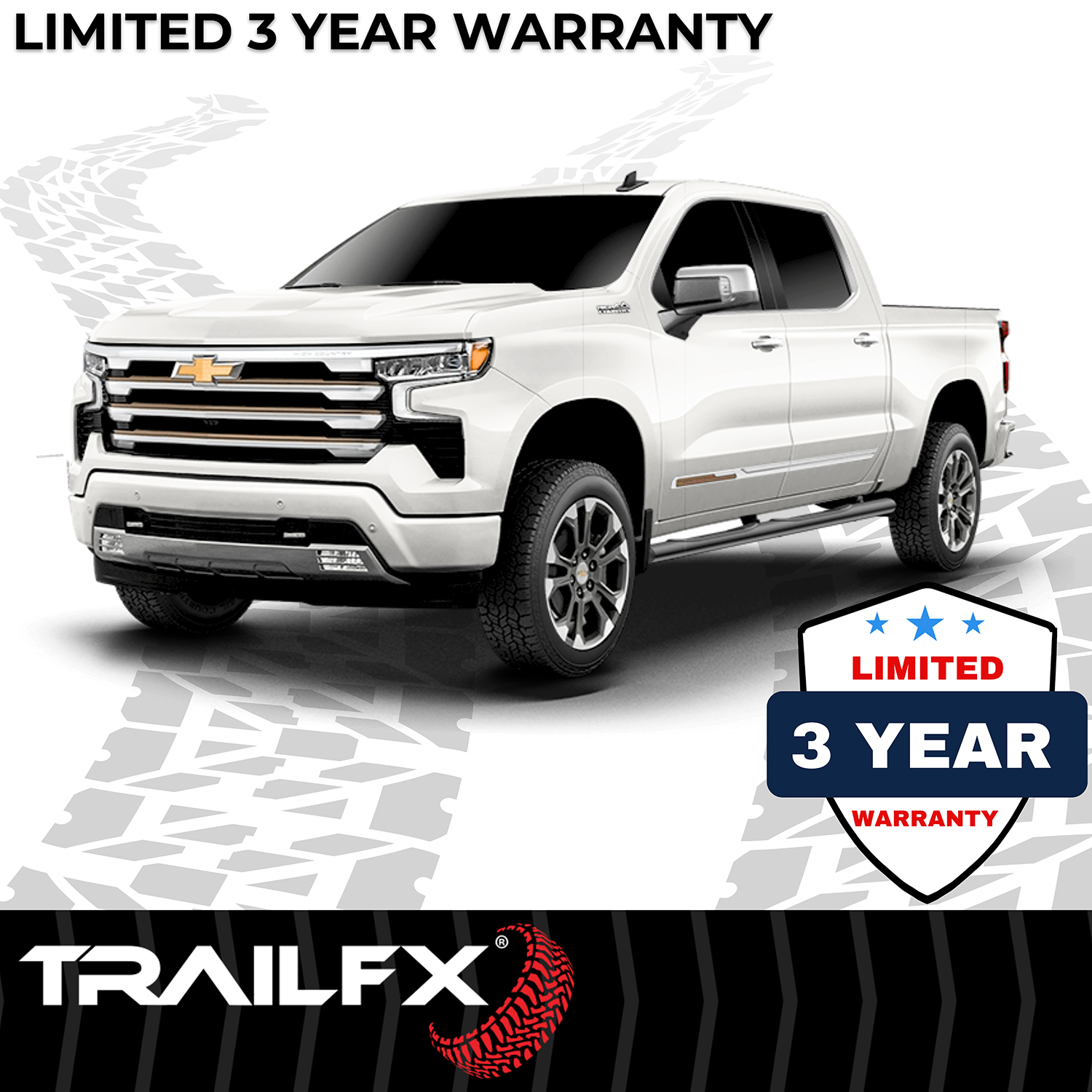 TrailFX A1527B 4 Inch Oval Straight Powder Coated Black Mild Steel Rocker Panel Mount - Image 7