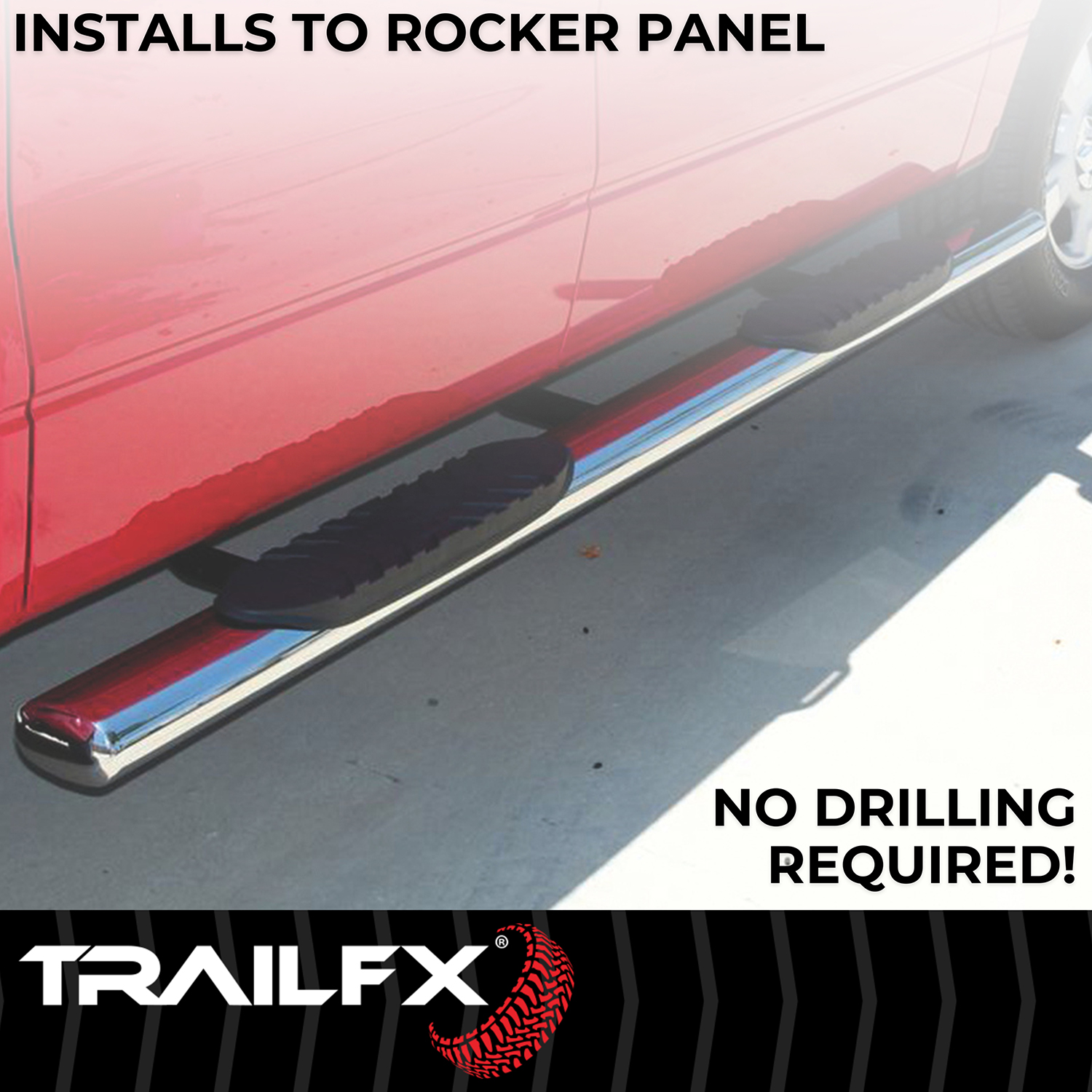 TrailFX A1529S 4 Inch Oval Straight Pol Stainless Steel Rocker Panel Mount - Image 5
