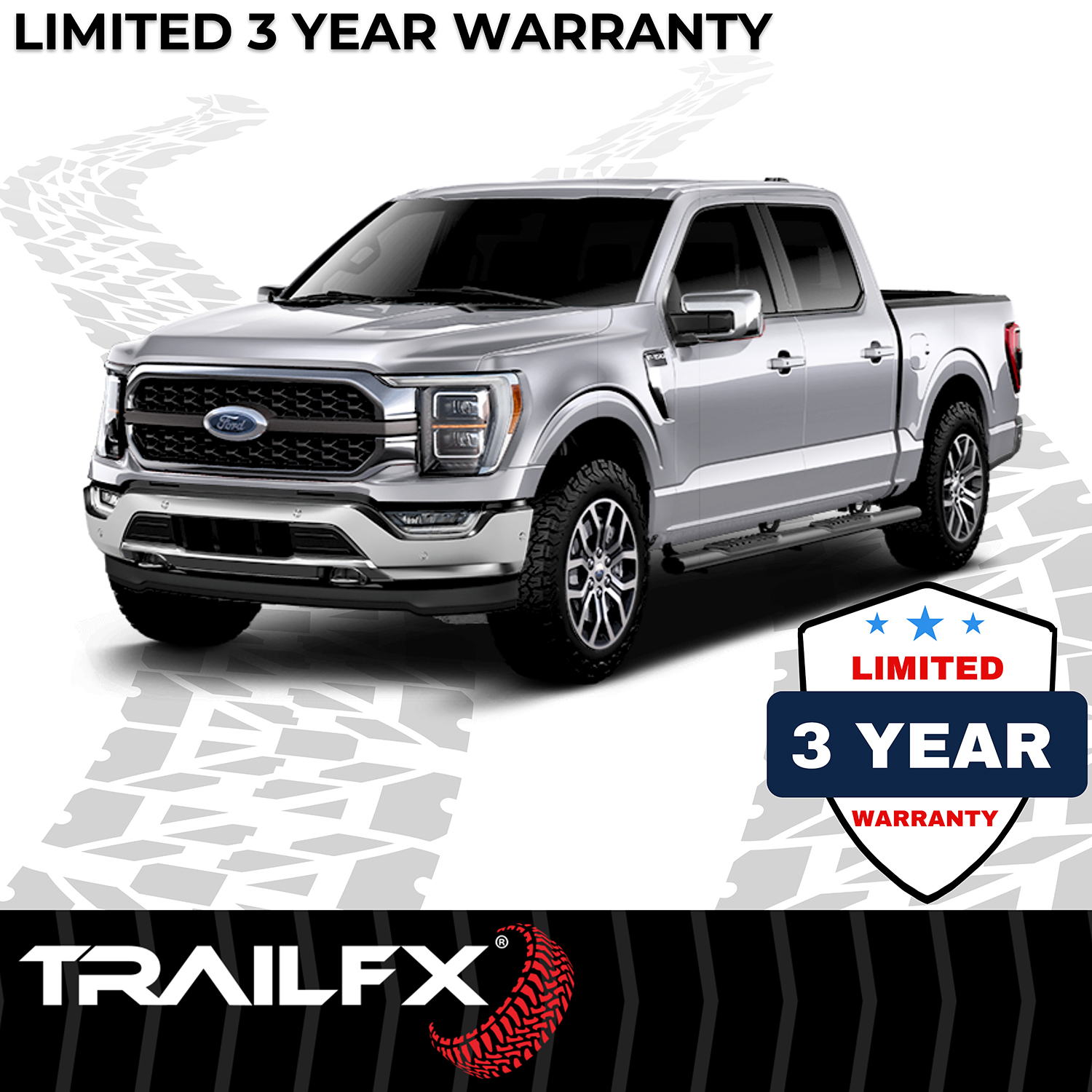 TrailFX A1531B 4 Inch Oval Straight Powder Coated Black Mild Steel Rocker Panel Mount - Image 5