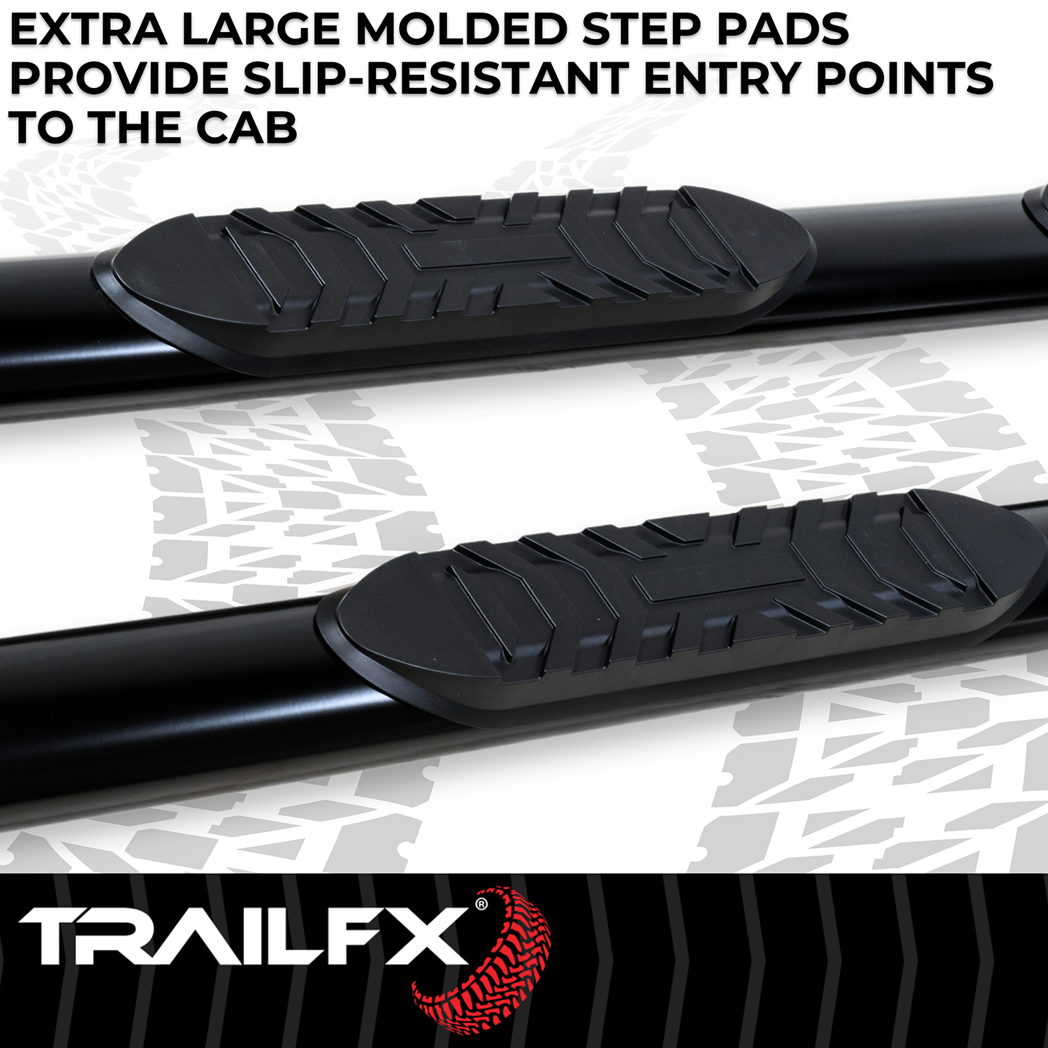 TrailFX A1533B 4 Inch Oval Straight Powder Coated Black Mild Steel Rocker Panel Mount - Image 4