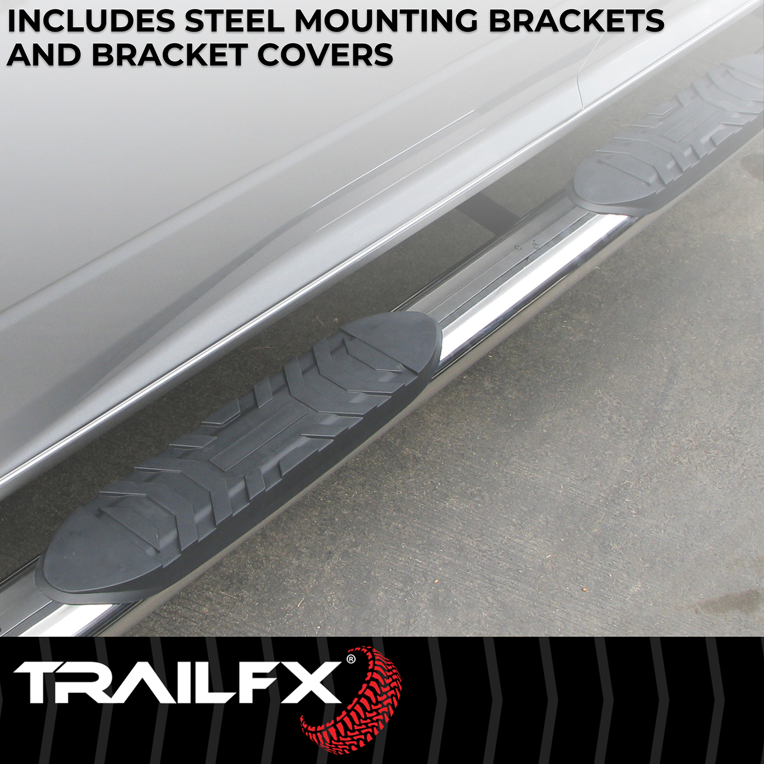 TrailFX A1536S 4 Inch Oval Straight Pol Stainless Steel Rocker Panel Mount - Image 5